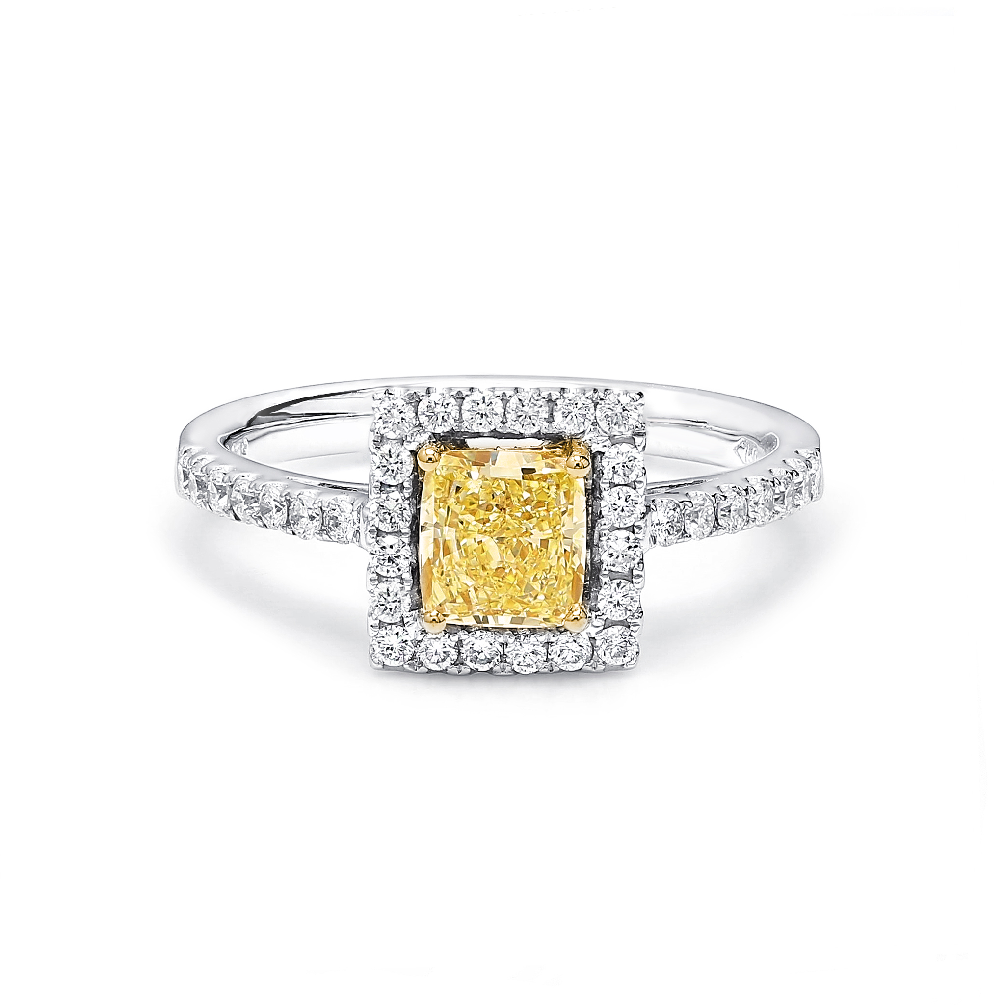 Fancy Yellow Halo Diamond Ring