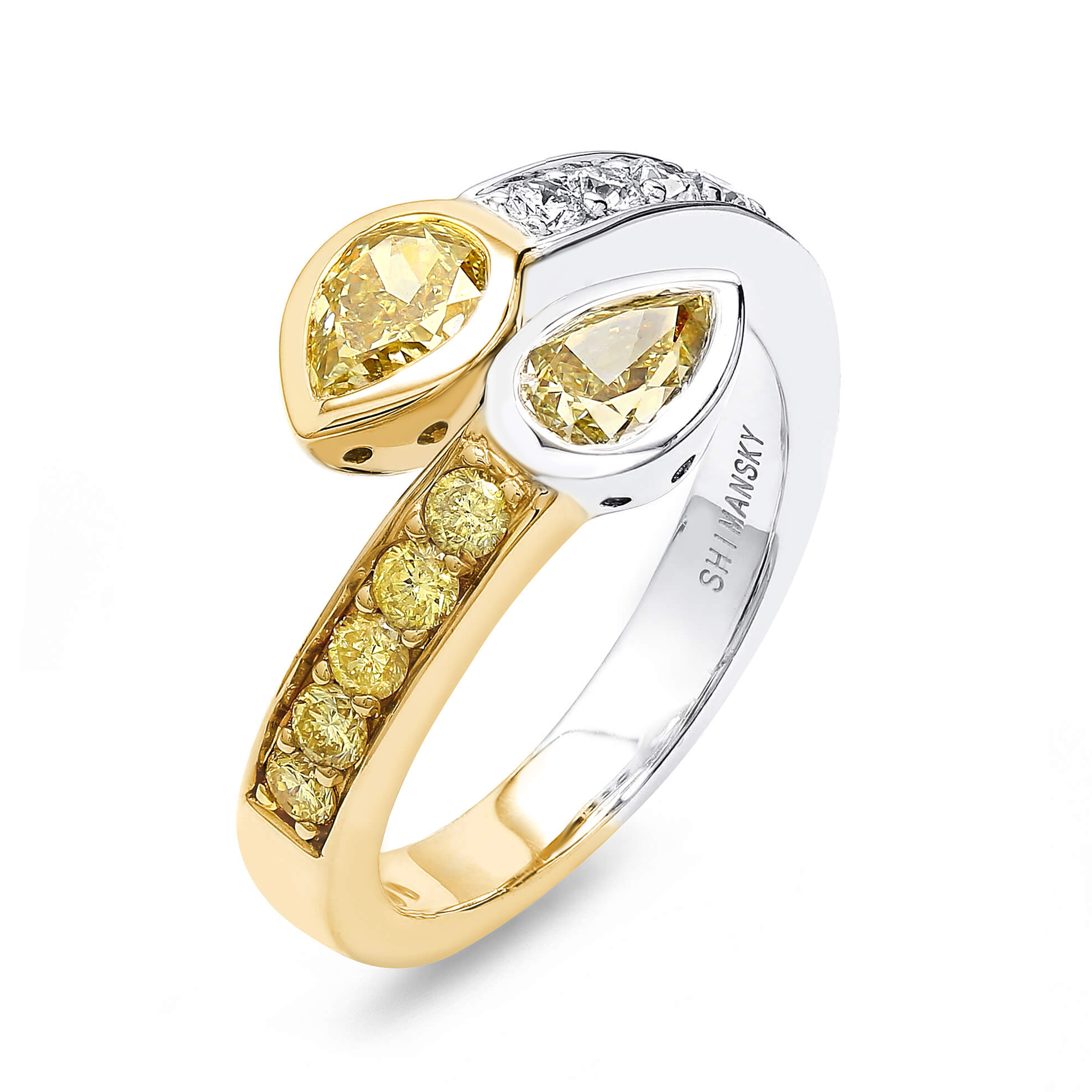 Pear Fancy Yellow Overlap Ring