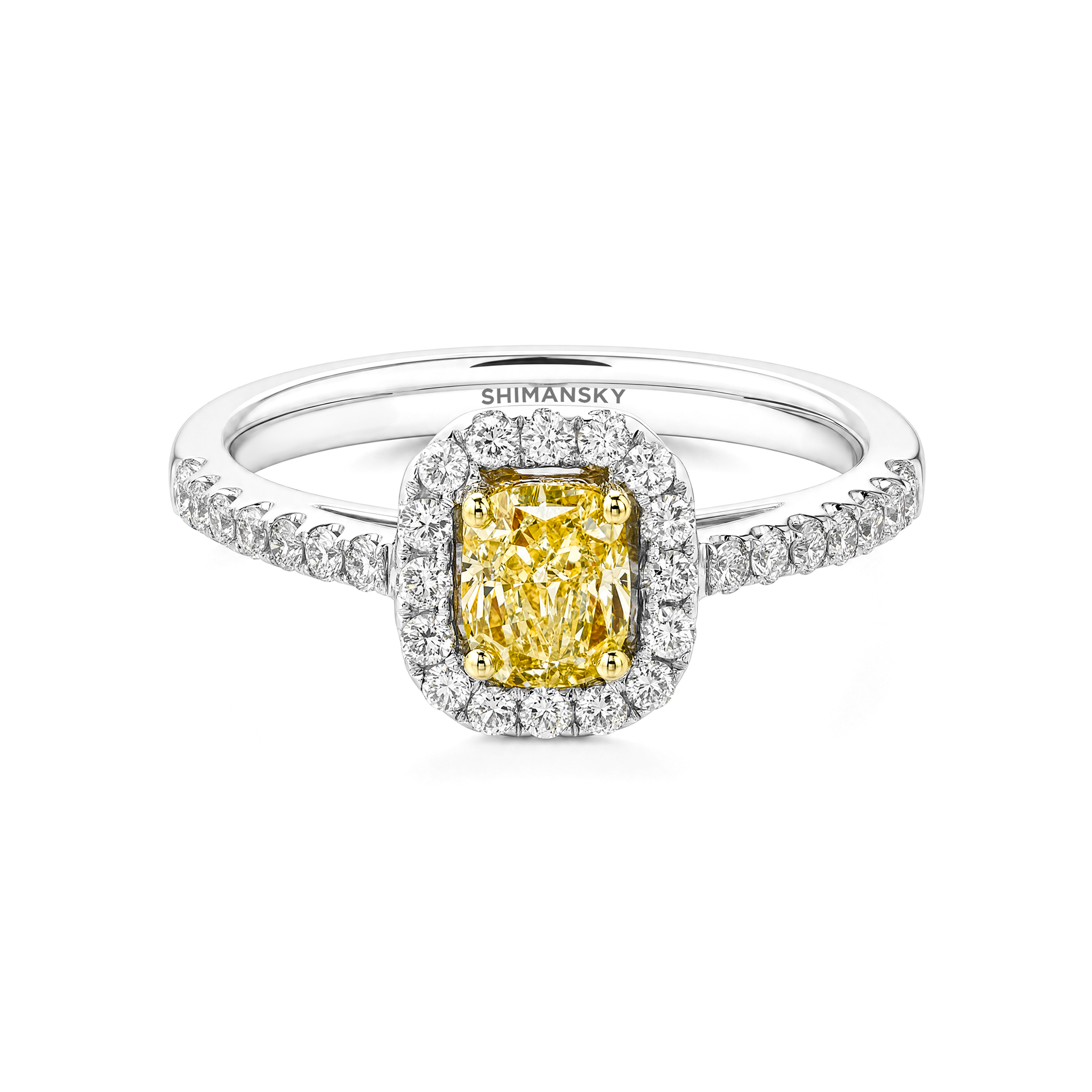 Cushion Fancy Yellow Halo Microset Ring