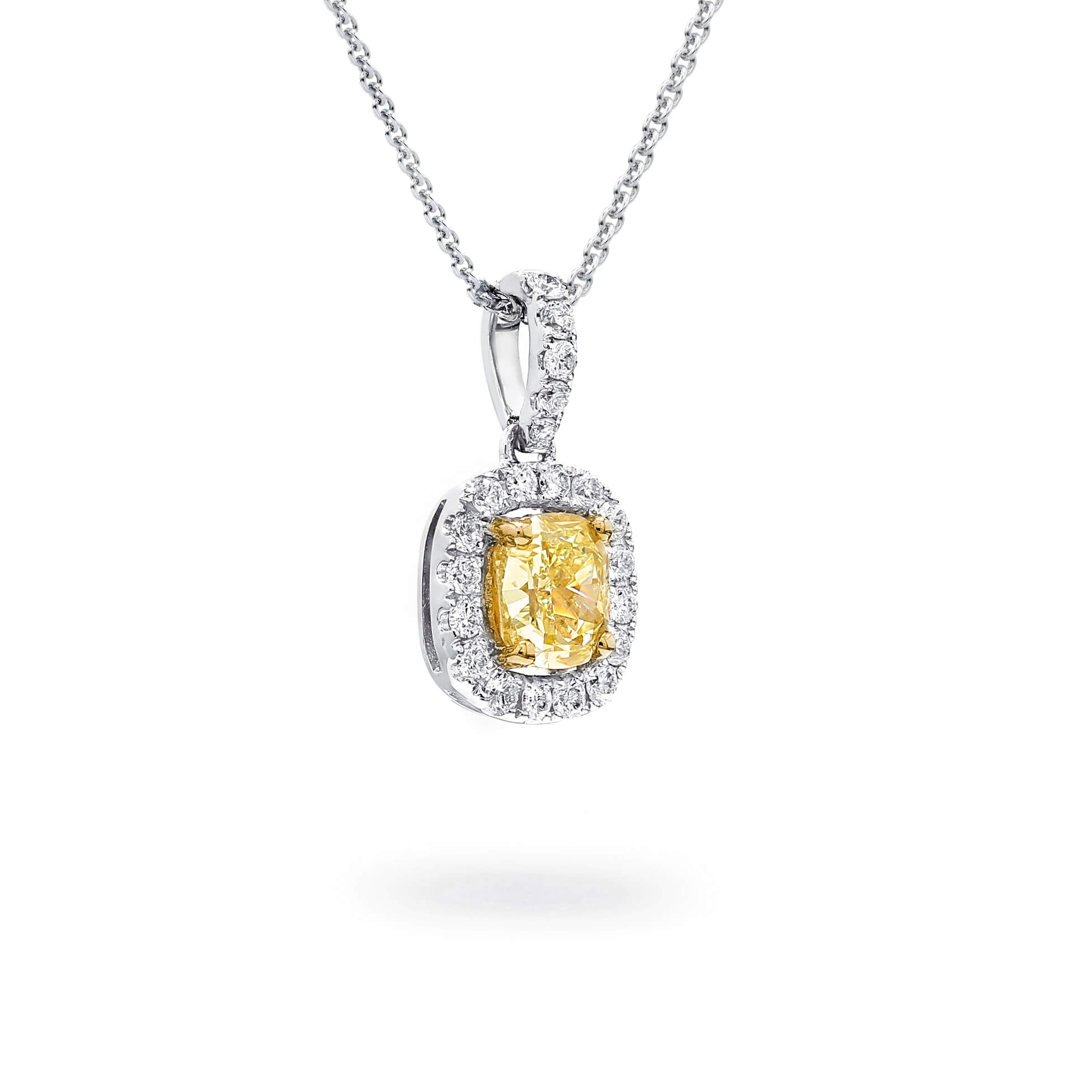 Fancy Yellow Halo Diamond Pendant