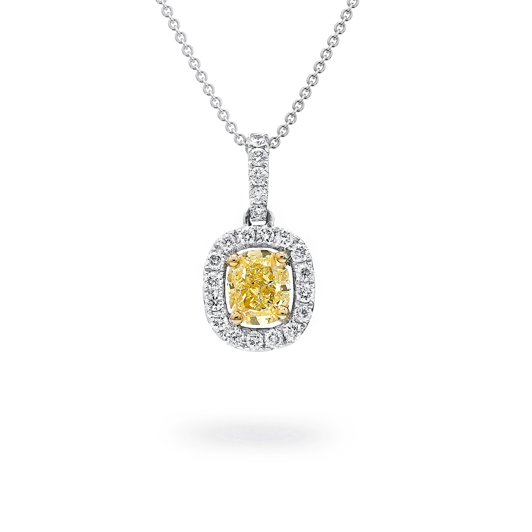 Fancy Yellow Halo Diamond Pendant
