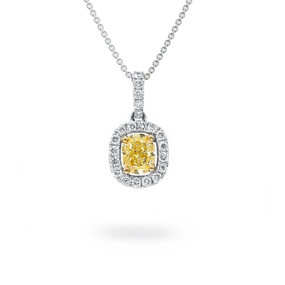 Fancy Yellow Halo Diamond Pendant