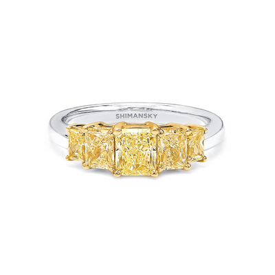 Anillo Fancy Amarillo de 5 Piedras