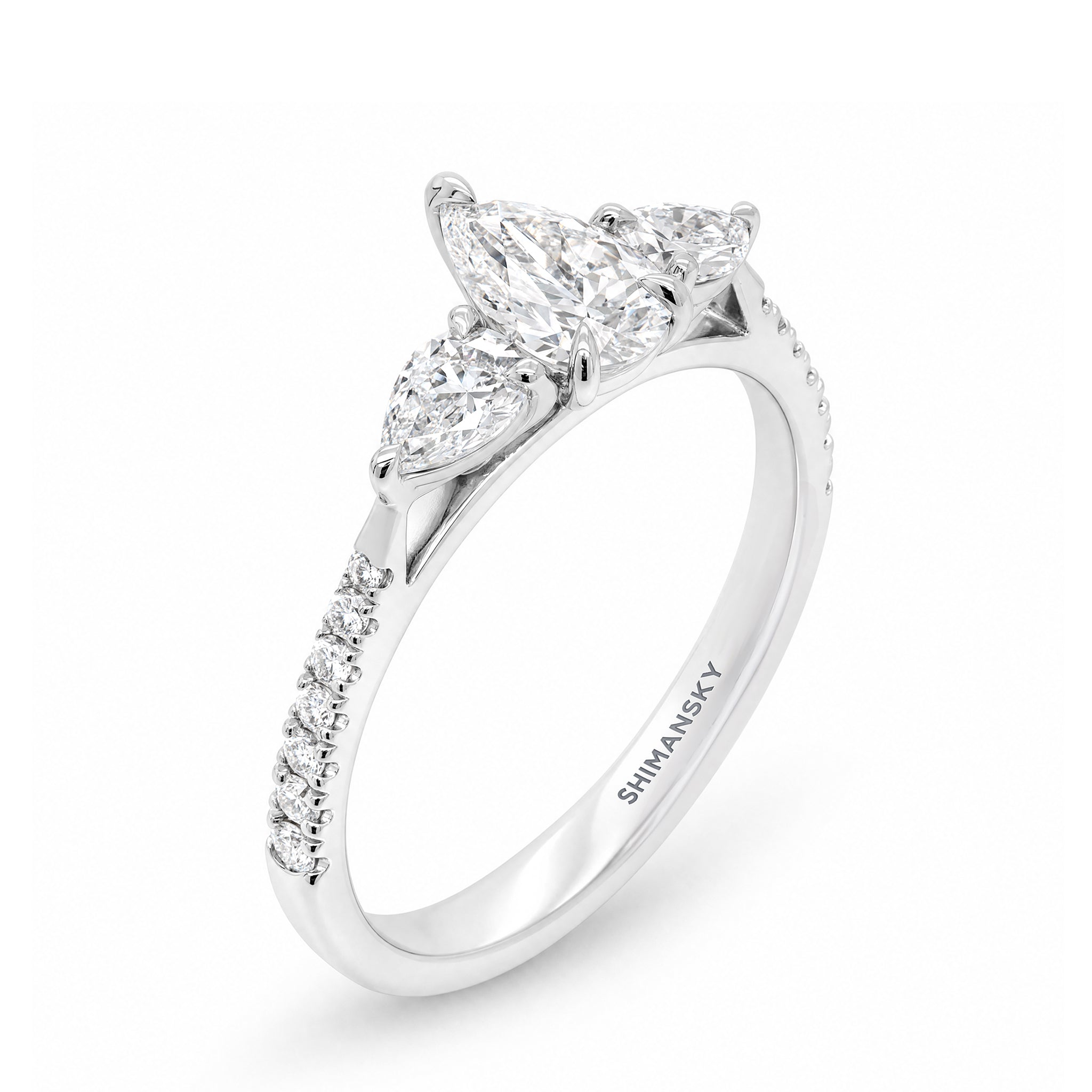 Pear Diamond Trilogy Microset Ring