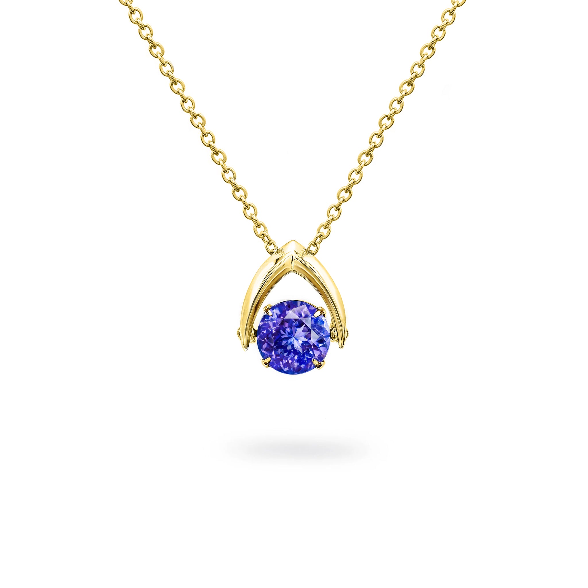 Shimansky 1ct Dancing Tanzanite Pendant 14K Yellow Gold Front View