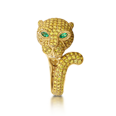 Yellow Diamond Panther Ring