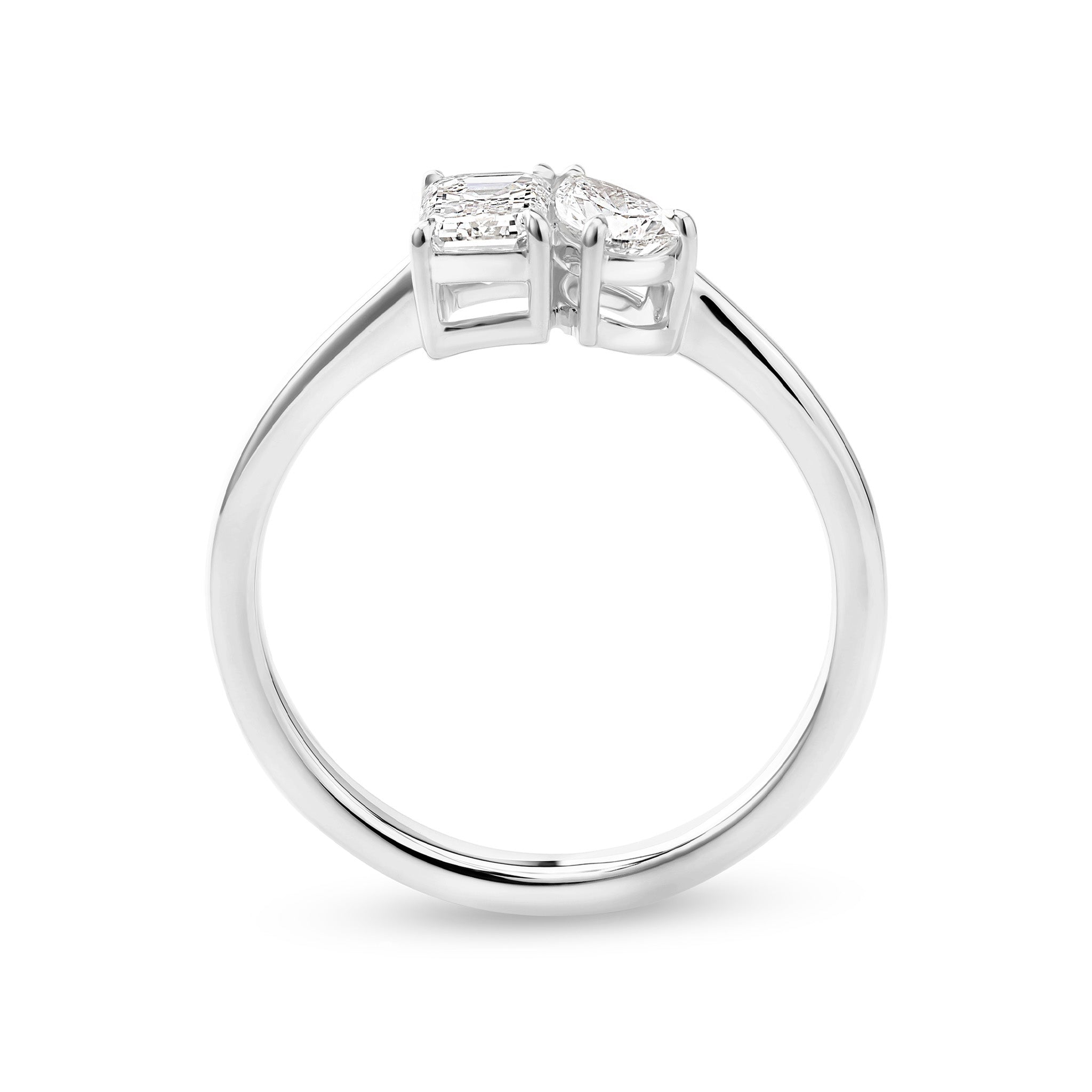 Shimansky 0.5 TCW Toi et Moi Diamond Ring 14K White Gold Side View