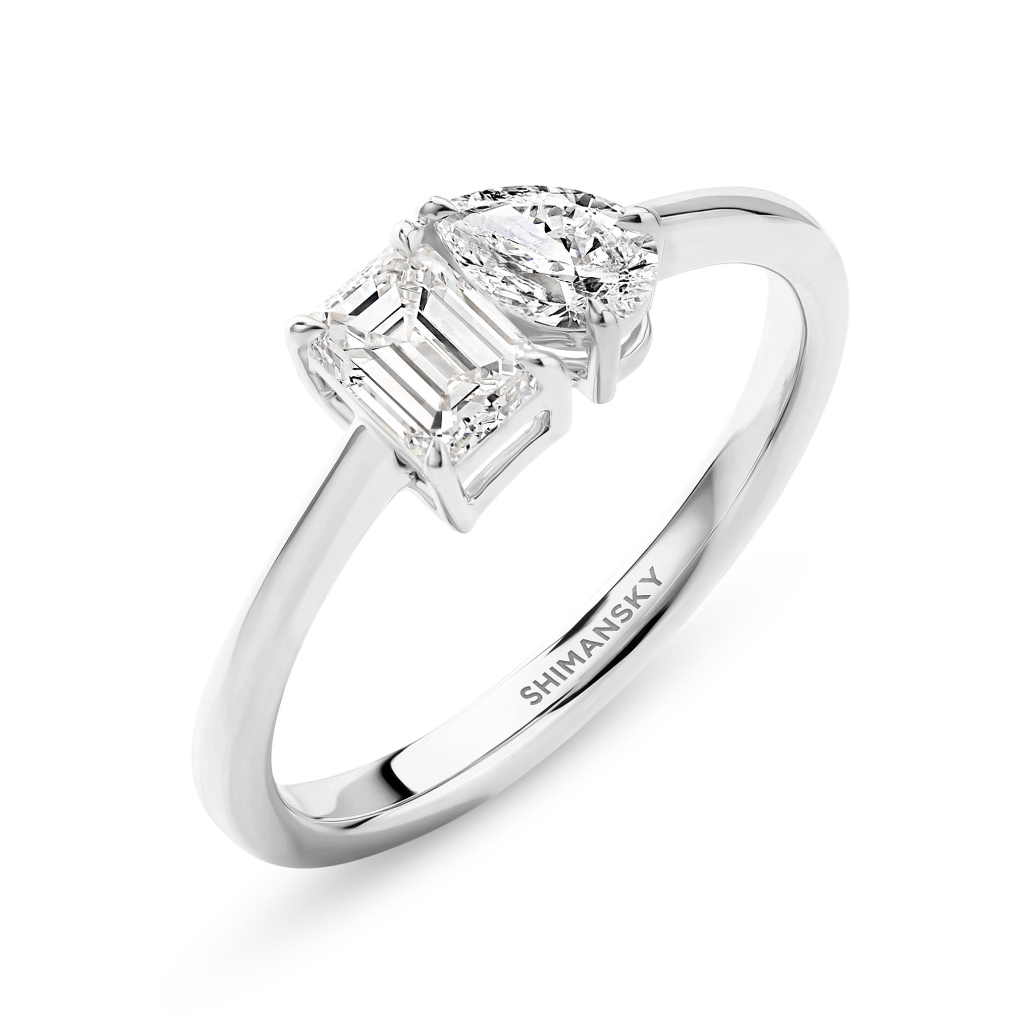 Shimansky 0.7 TCW Toi et Moi Diamond Ring 14K White Gold 3D View