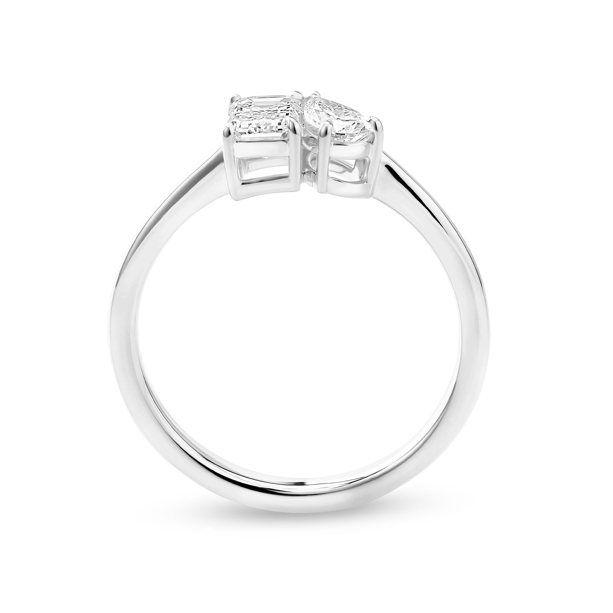 Shimansky 0.7 TCW Toi et Moi Diamond Ring 14K White Gold Side View