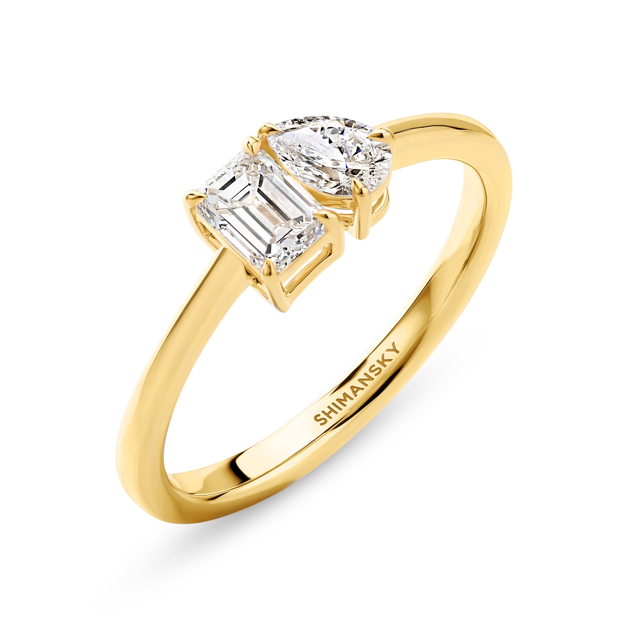 Shimansky 0.5 TCW Toi et Moi Diamond Ring 14K Yellow Gold 3D View