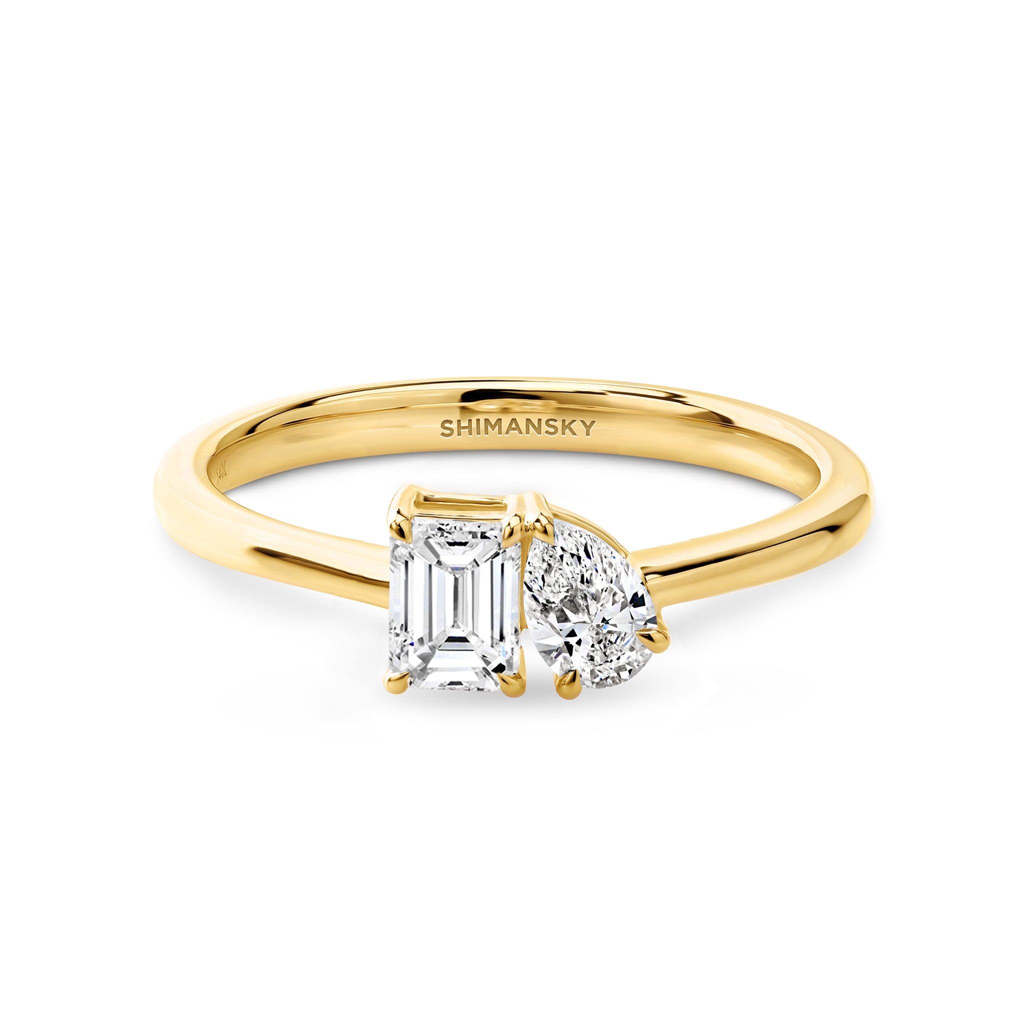 Shimansky 0.5 TCW Toi et Moi Diamond Ring 14K Yellow Gold Front View