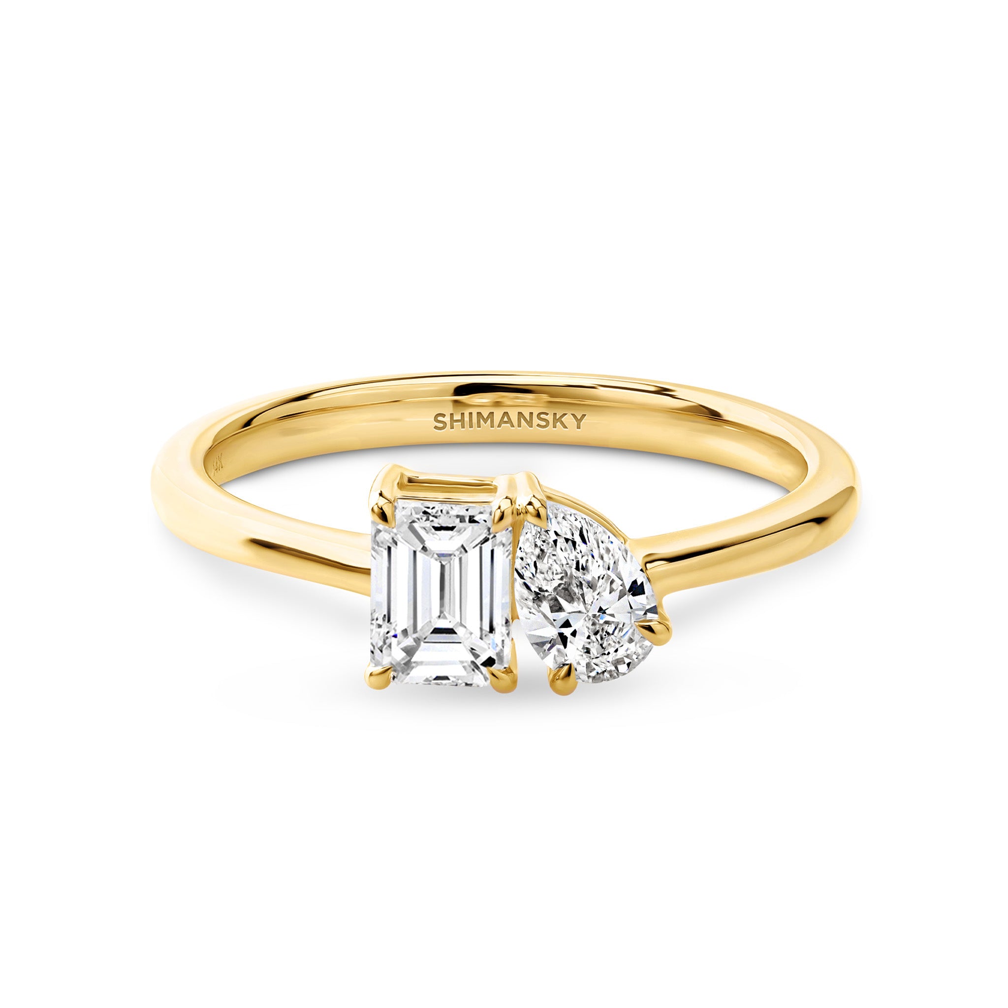 Shimansky 0.7 TCW Toi et Moi Diamond Ring 14K Yellow Gold Front View