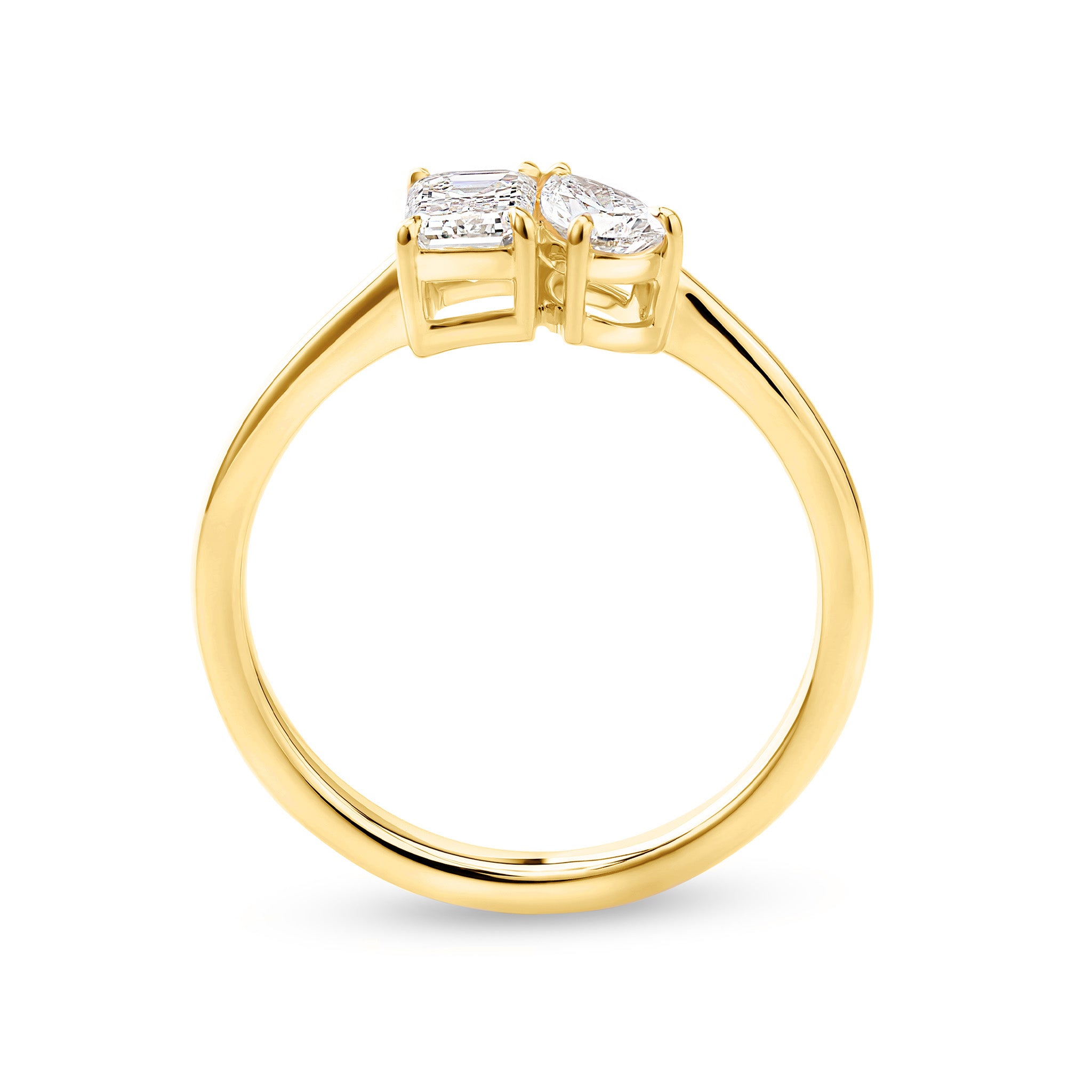 Shimansky 0.7 TCW Toi et Moi Diamond Ring 14K Yellow Gold Side View