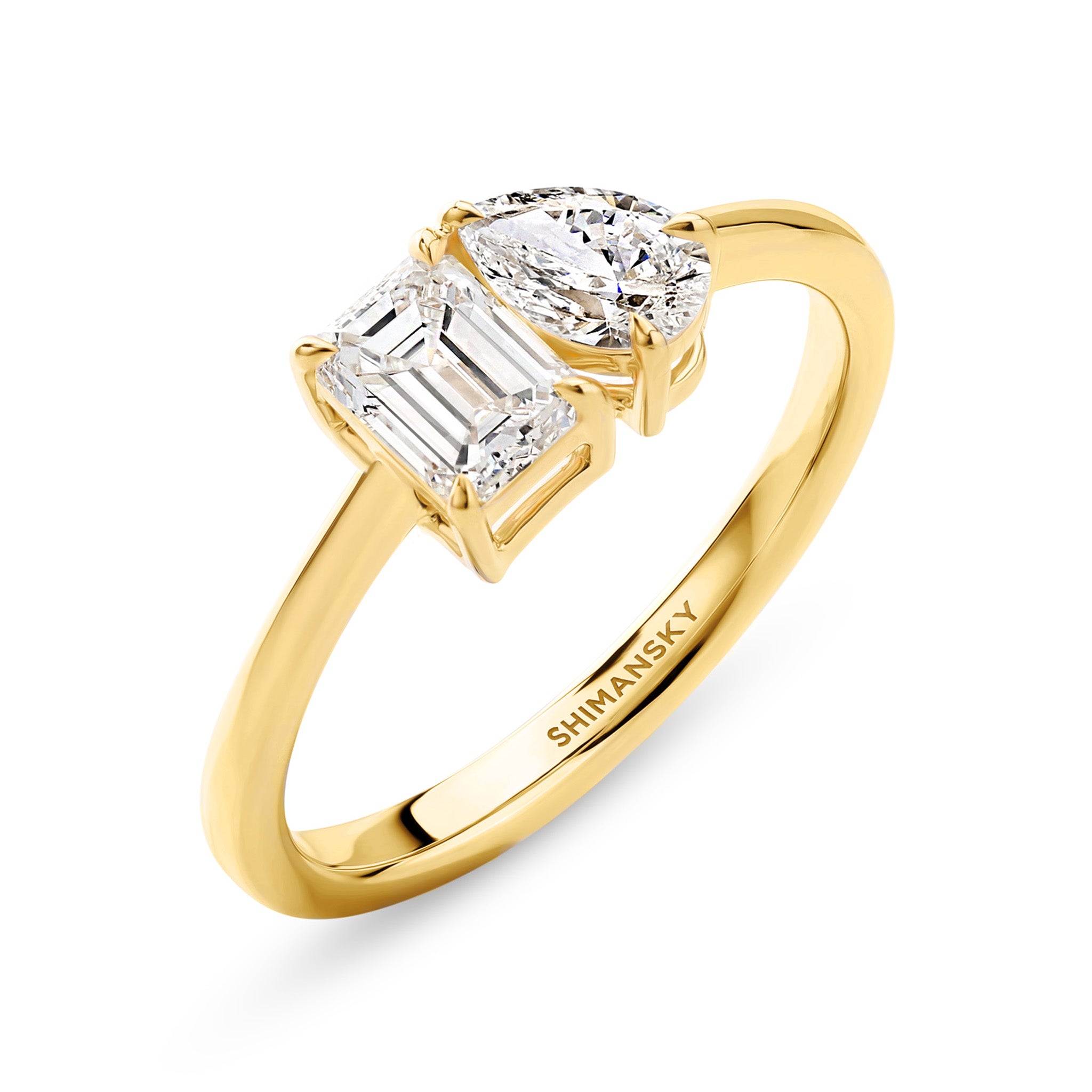 Shimansky 1 TCW Toi et Moi Diamond Ring 14K Yellow Gold 3D View