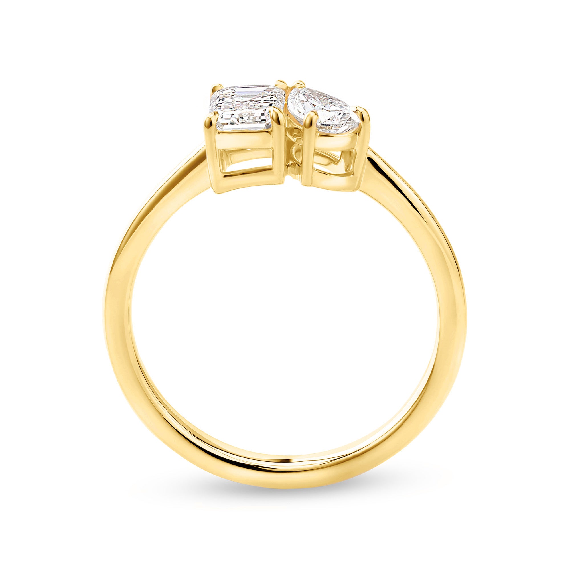 Shimansky 1 TCW Toi et Moi Diamond Ring 14K Yellow Gold Side View