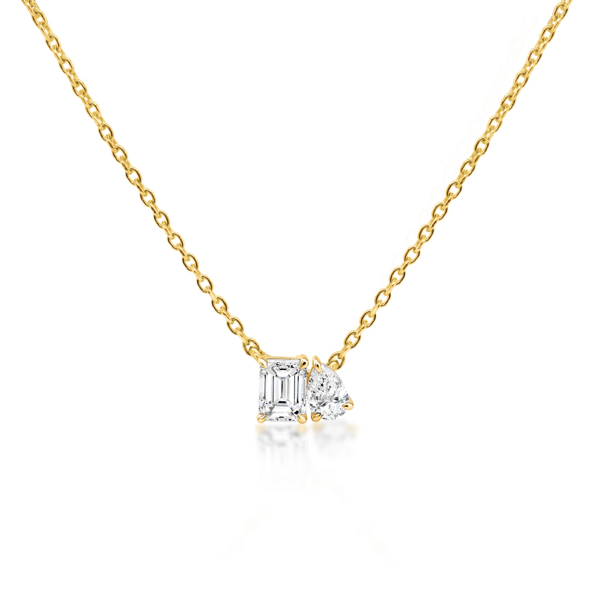 Shimansky 0.5 TCW Toi et Moi Diamond Necklace 14K Yellow Gold Front View