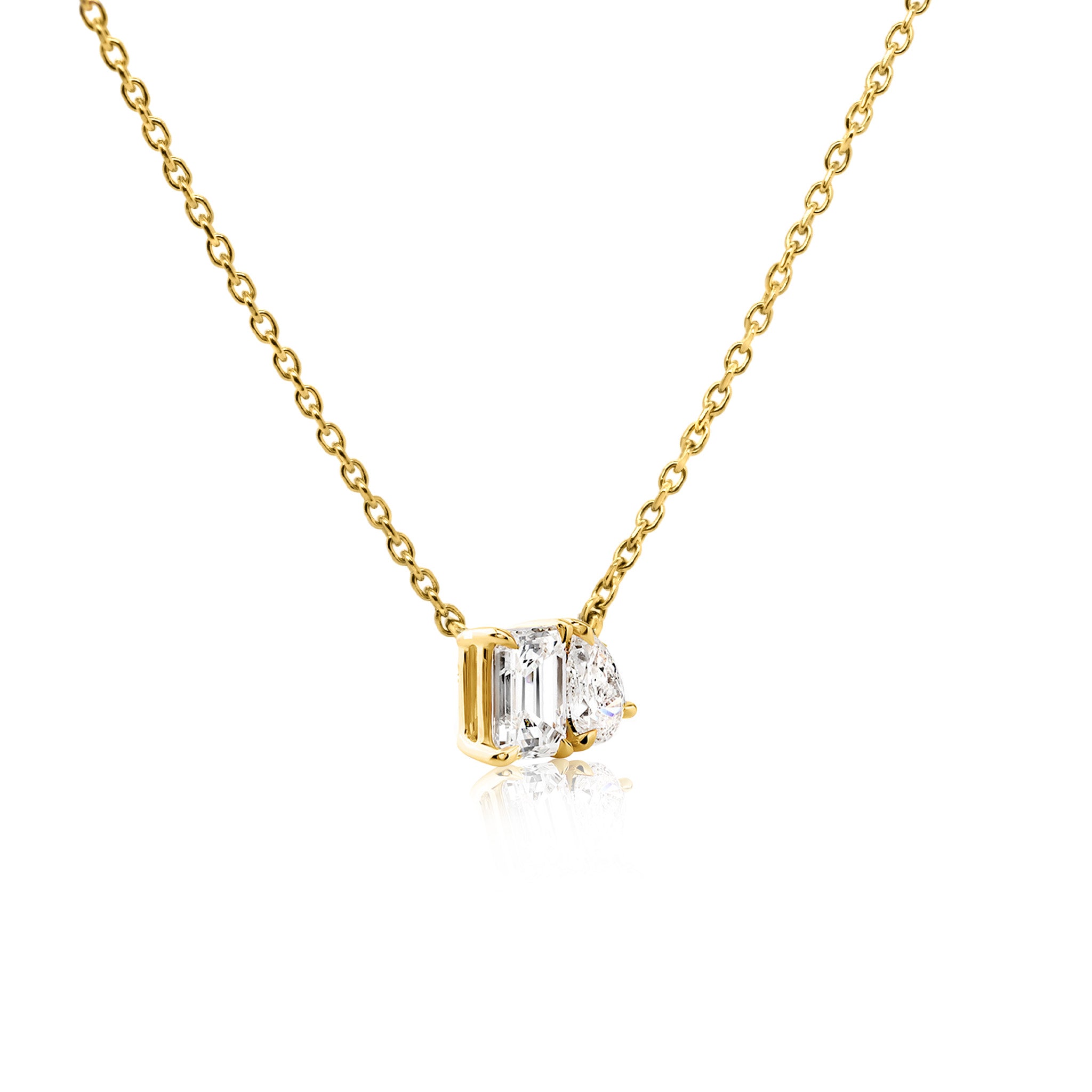Shimansky 0.7 TCW Toi et Moi Diamond Necklace 14K Yellow Gold 3D View