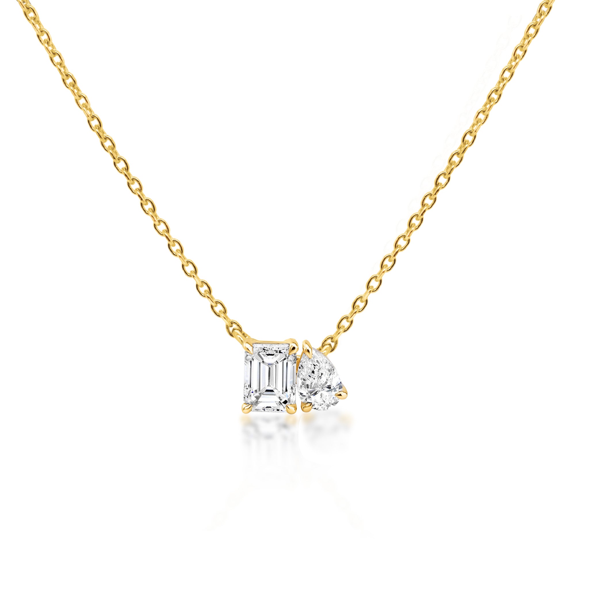 Shimansky 0.7 TCW Toi et Moi Diamond Necklace 14K Yellow Gold Front View