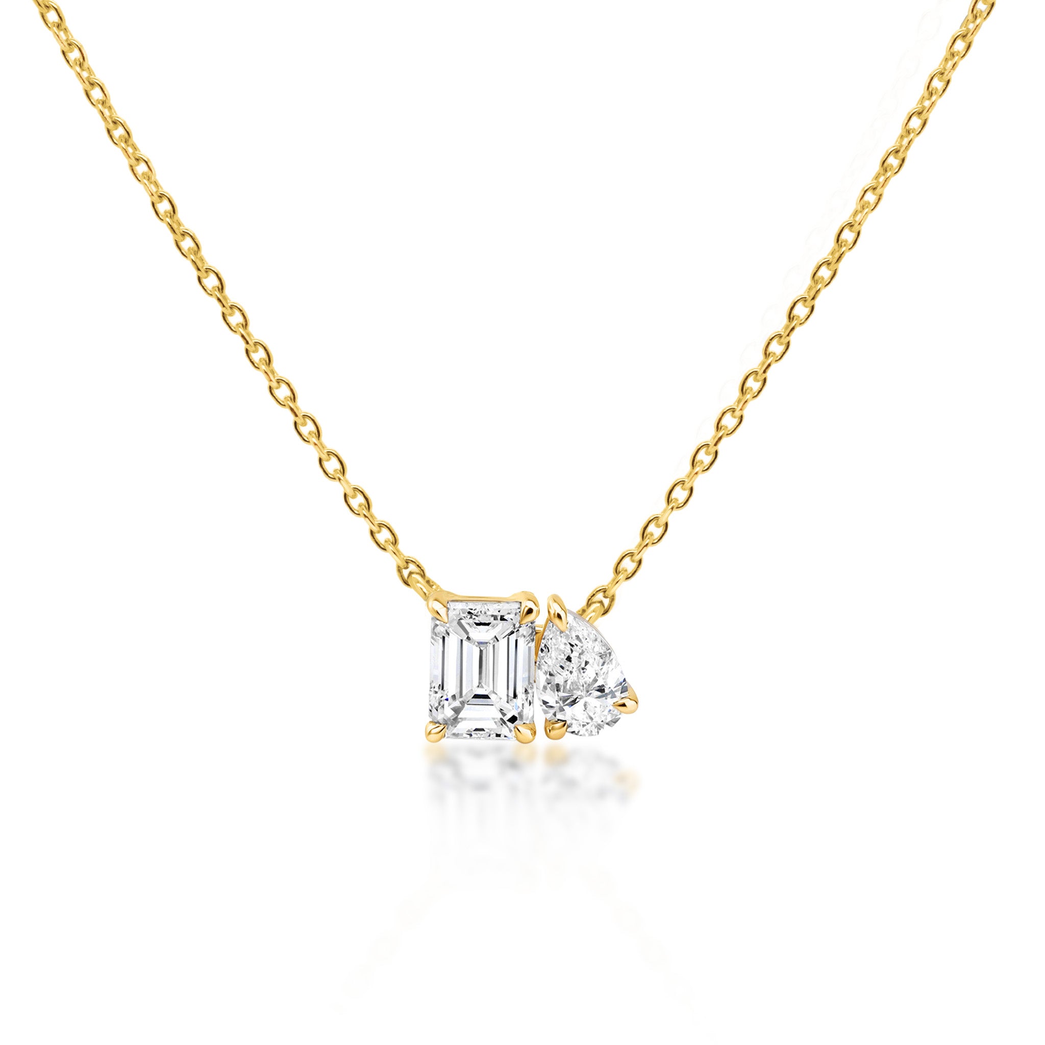 Shimansky 1 TCW Toi et Moi Diamond Necklace 14K Yellow Gold Front View