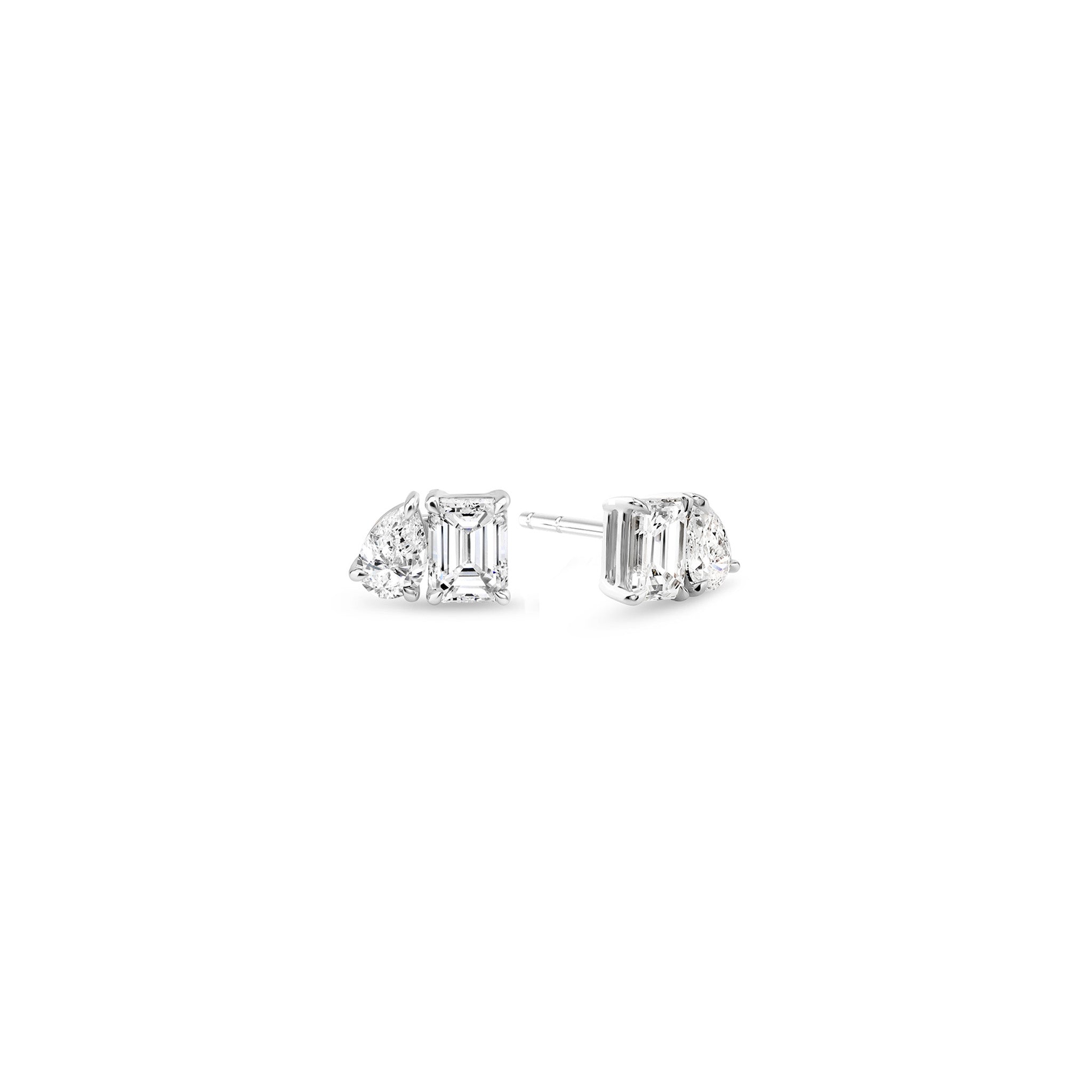 Shimansky 0.5 TCW Toi et Moi Diamond Earrings 14K White Gold 3D View