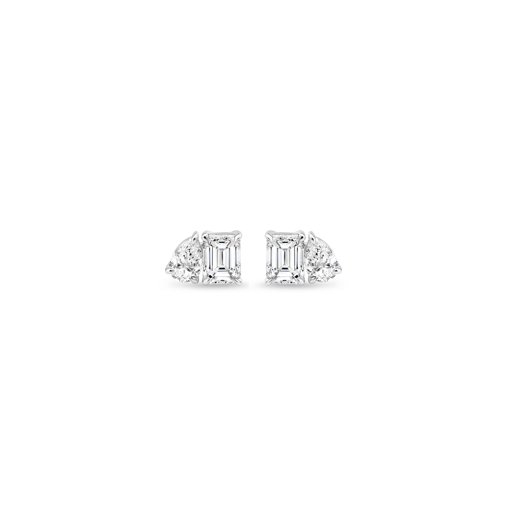 Shimansky 0.5 TCW Toi et Moi Diamond Earrings 14K White Gold Front View