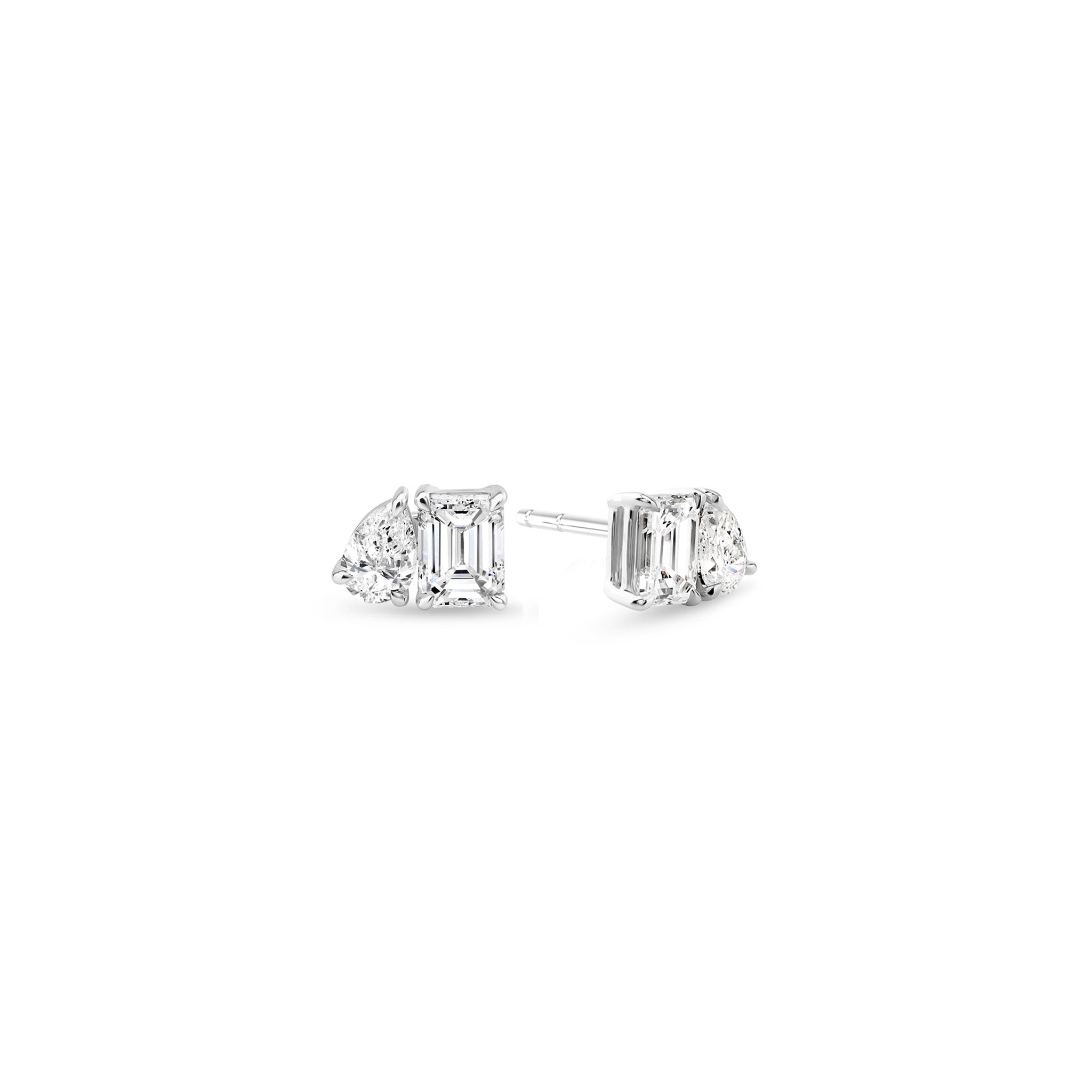 Shimansky 0.7 TCW Toi et Moi Diamond Earrings 14K White Gold 3D View