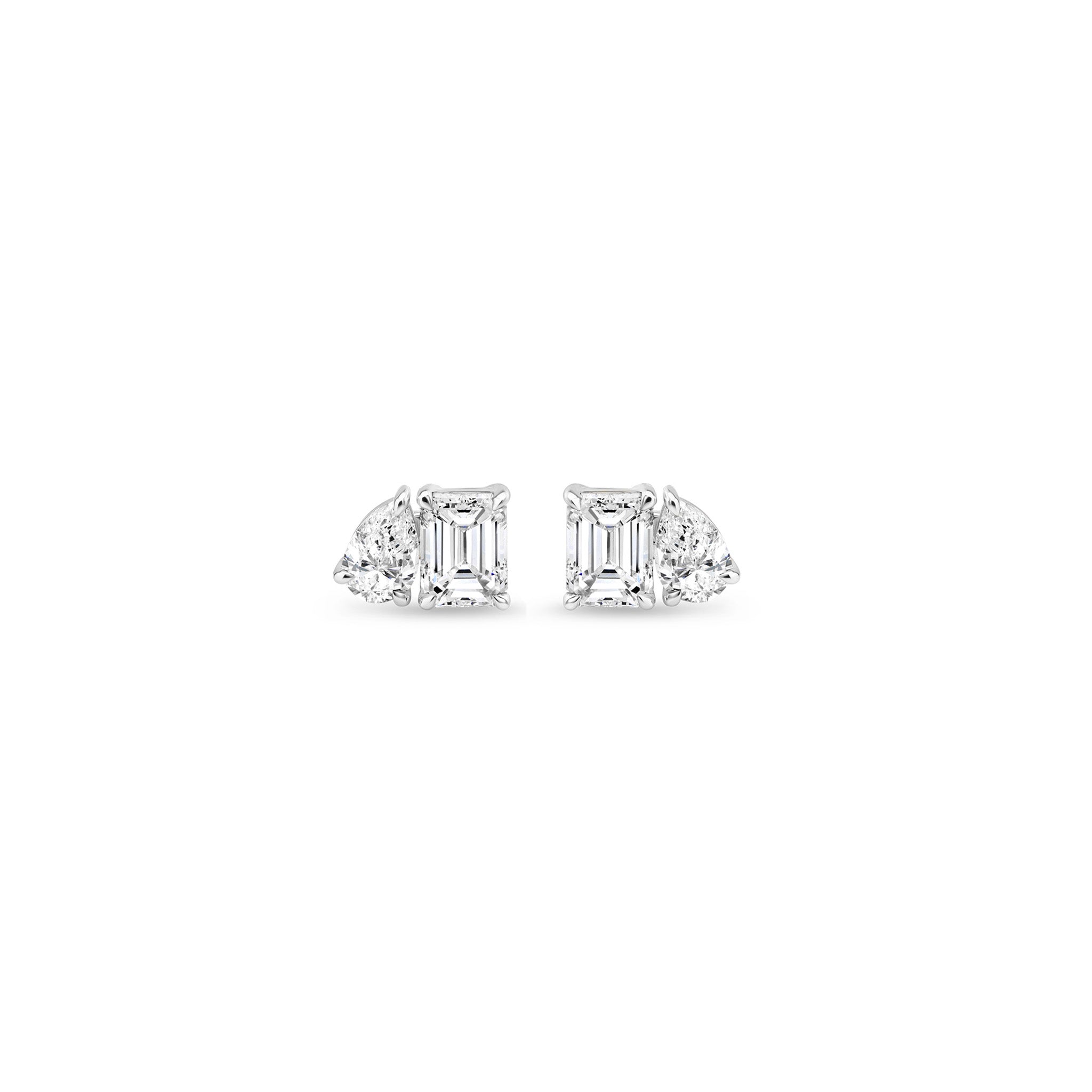 Shimansky 0.7 TCW Toi et Moi Diamond Earrings 14K White Gold Front View