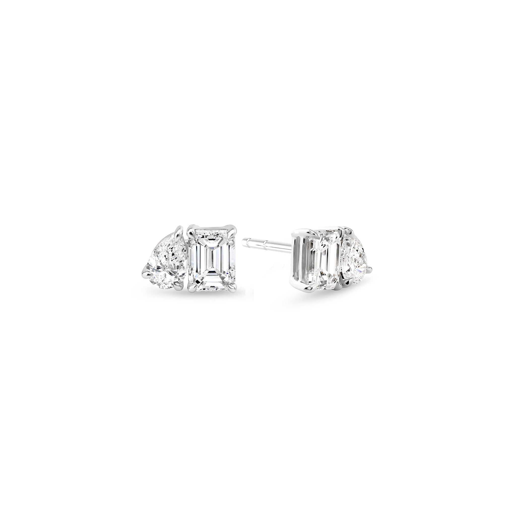 Shimansky 1.1 TCW Toi et Moi Diamond Earrings 14K White Gold 3D View