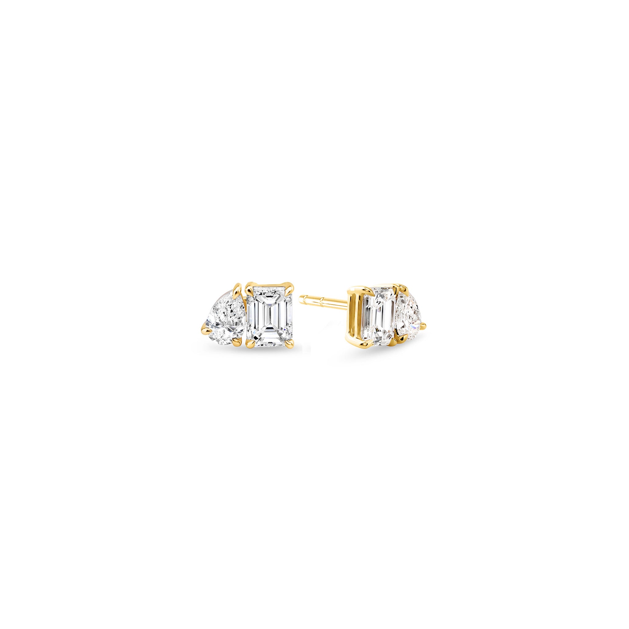 Shimansky 0.5 TCW Toi et Moi Diamond Earrings 14K Yellow Gold 3D View
