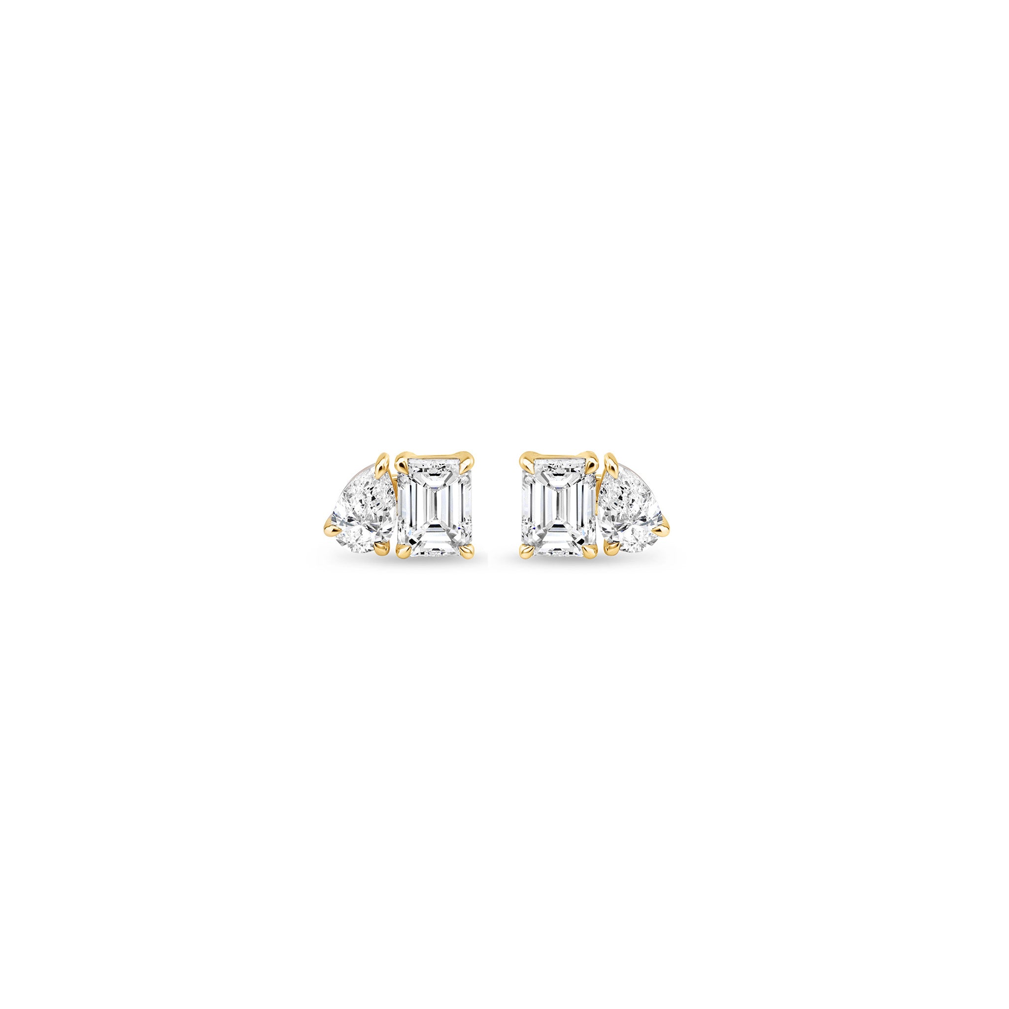 Shimansky 0.7 TCW Toi et Moi Diamond Earrings 14K Yellow Gold Front View