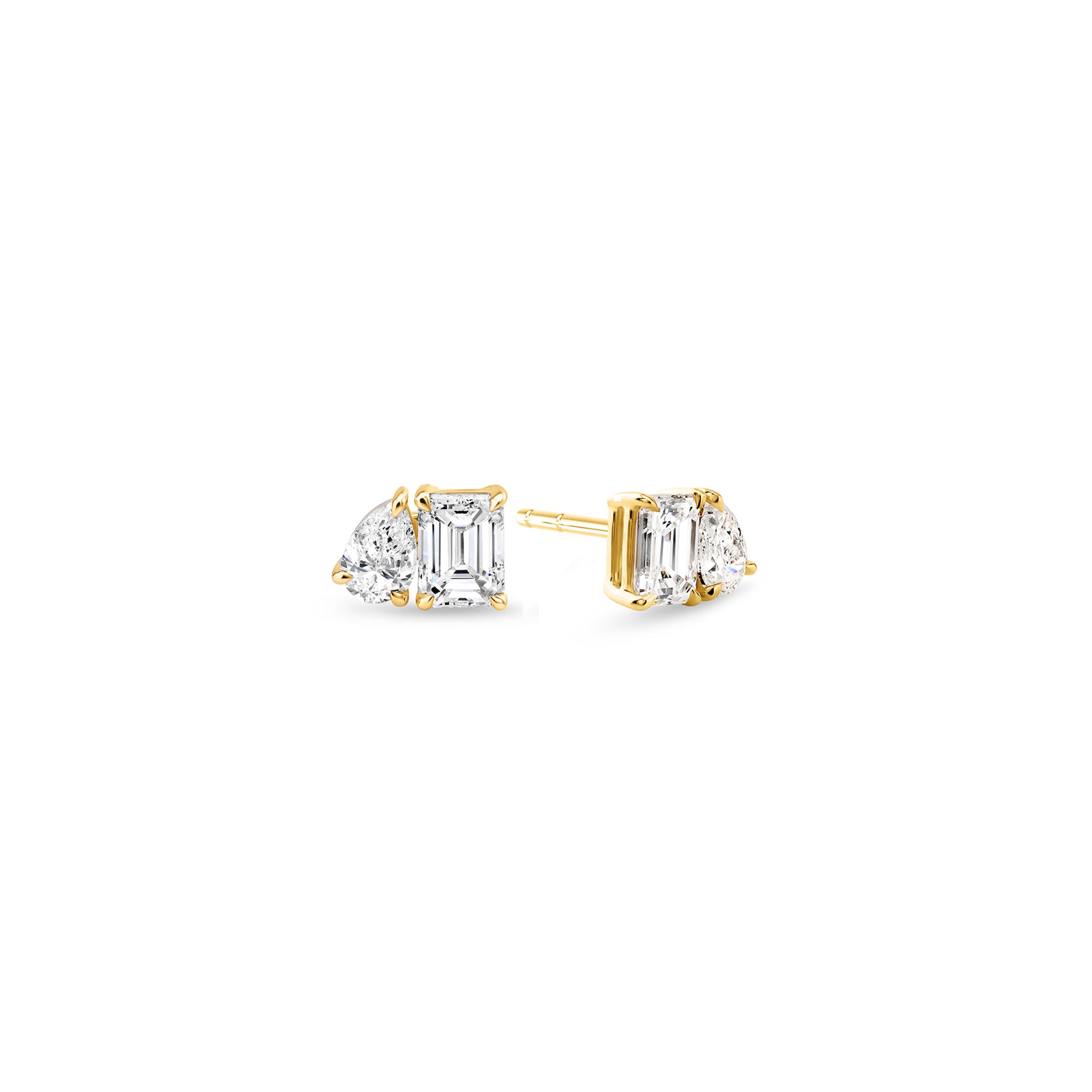 Shimansky 0.7 TCW Toi et Moi Diamond Earrings 14K Yellow Gold 3D View
