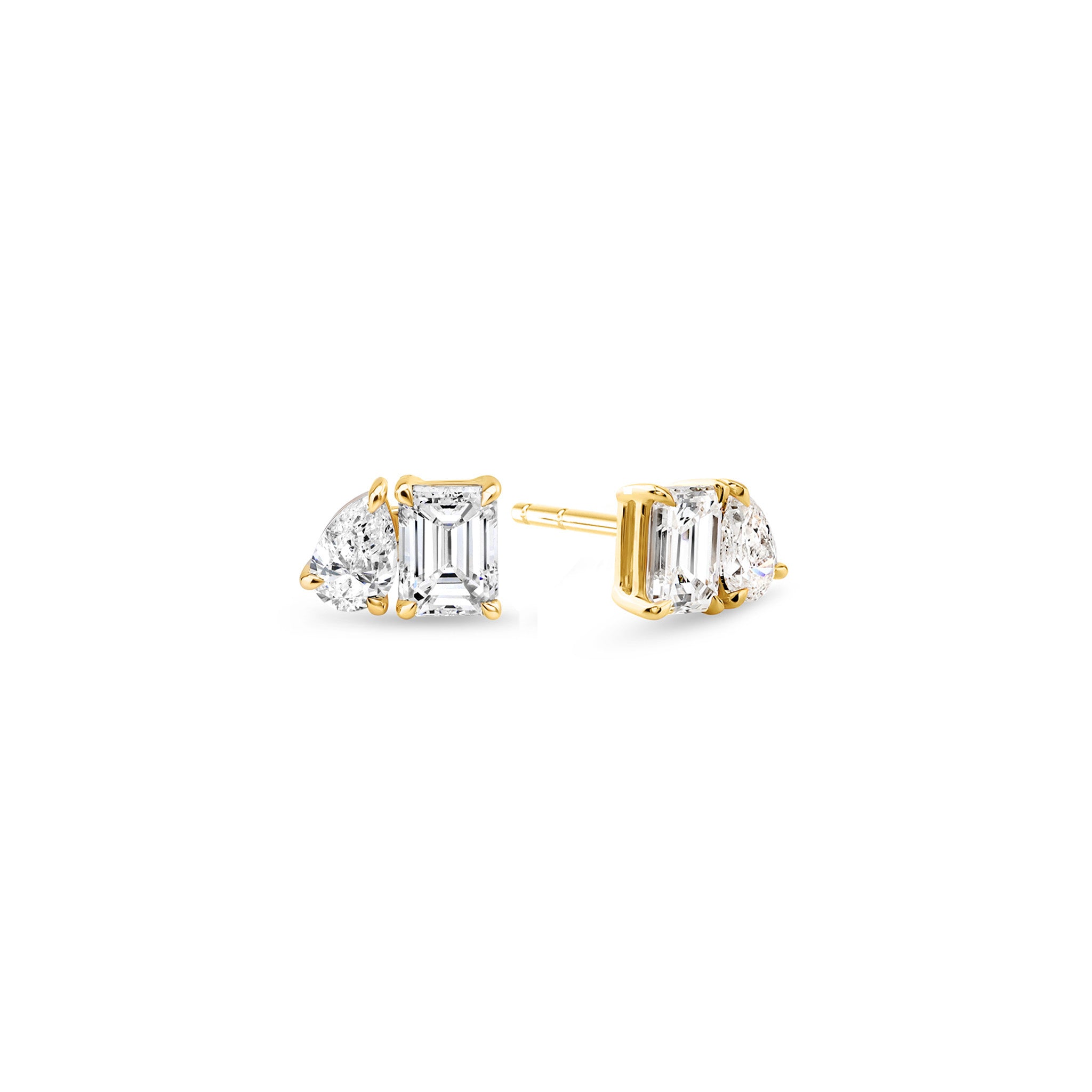 Shimansky 1.1 TCW Toi et Moi Diamond Earrings 14K Yellow Gold 3D View