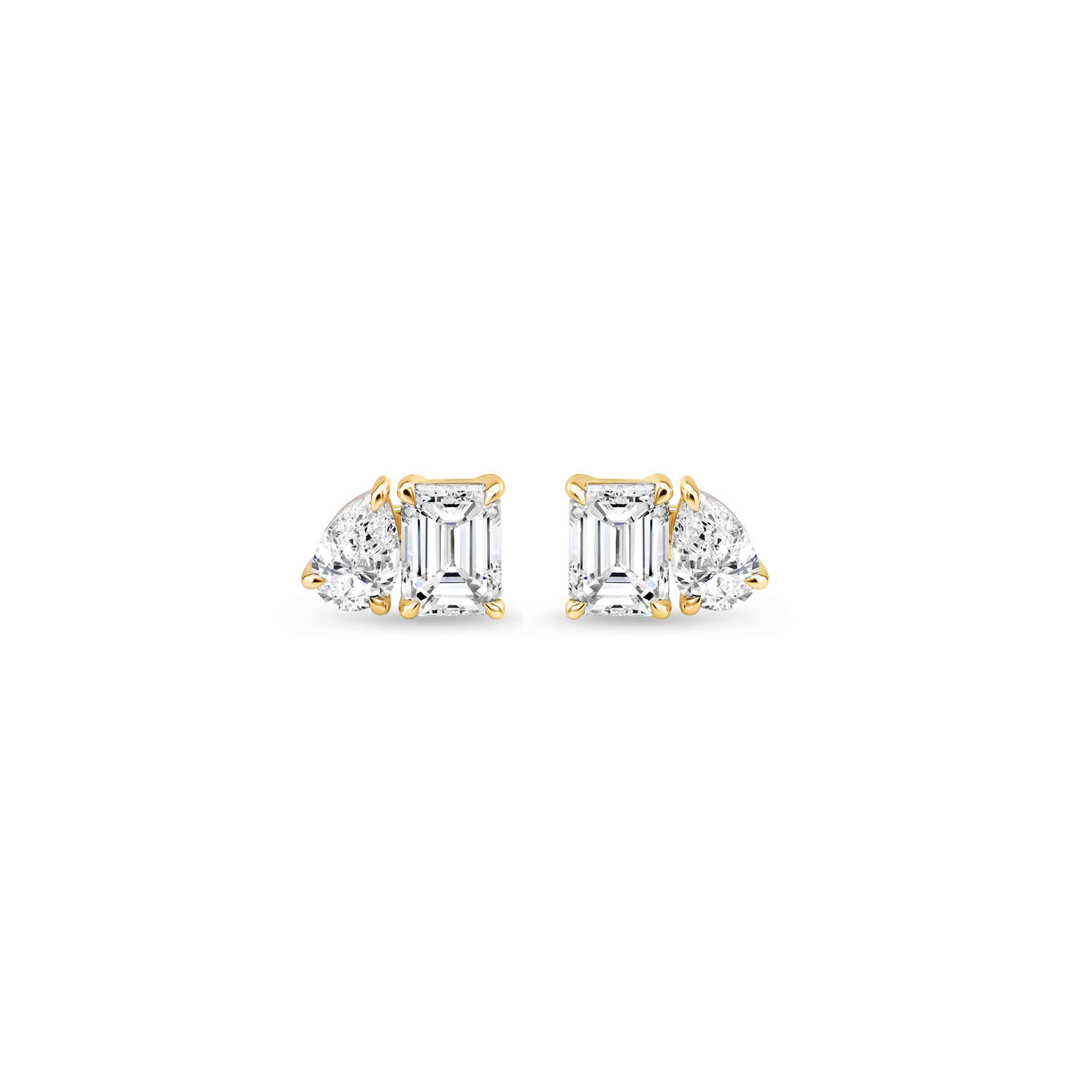 Shimansky 1.1 TCW Toi et Moi Diamond Earrings 14K Yellow Gold Front View