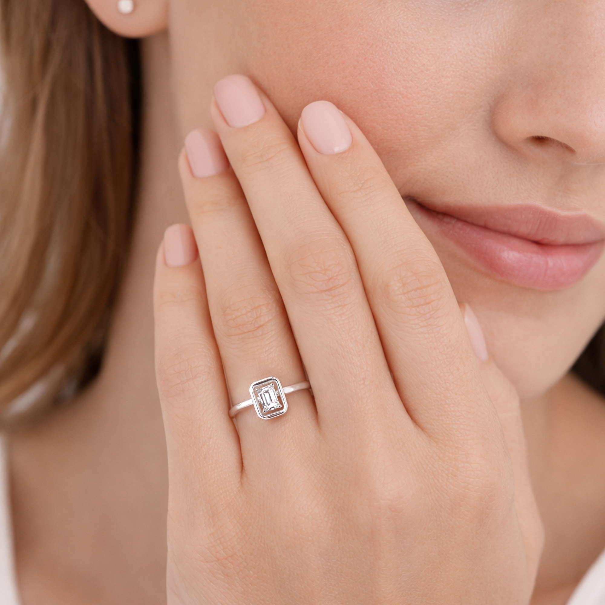 Saturn Emerald Diamond Solitaire Ring