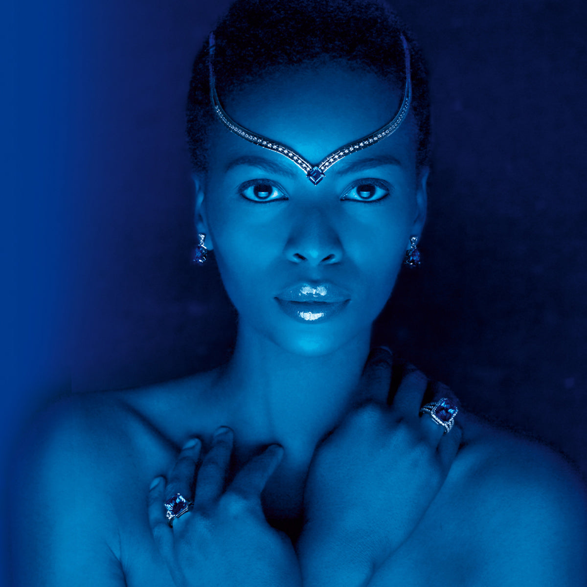 Shimansky Ayanda Queen of Tanzanite wearing Tanzanite Jewellery