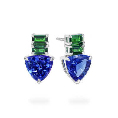 Boucles d'oreilles en tanzanite et tsavorite