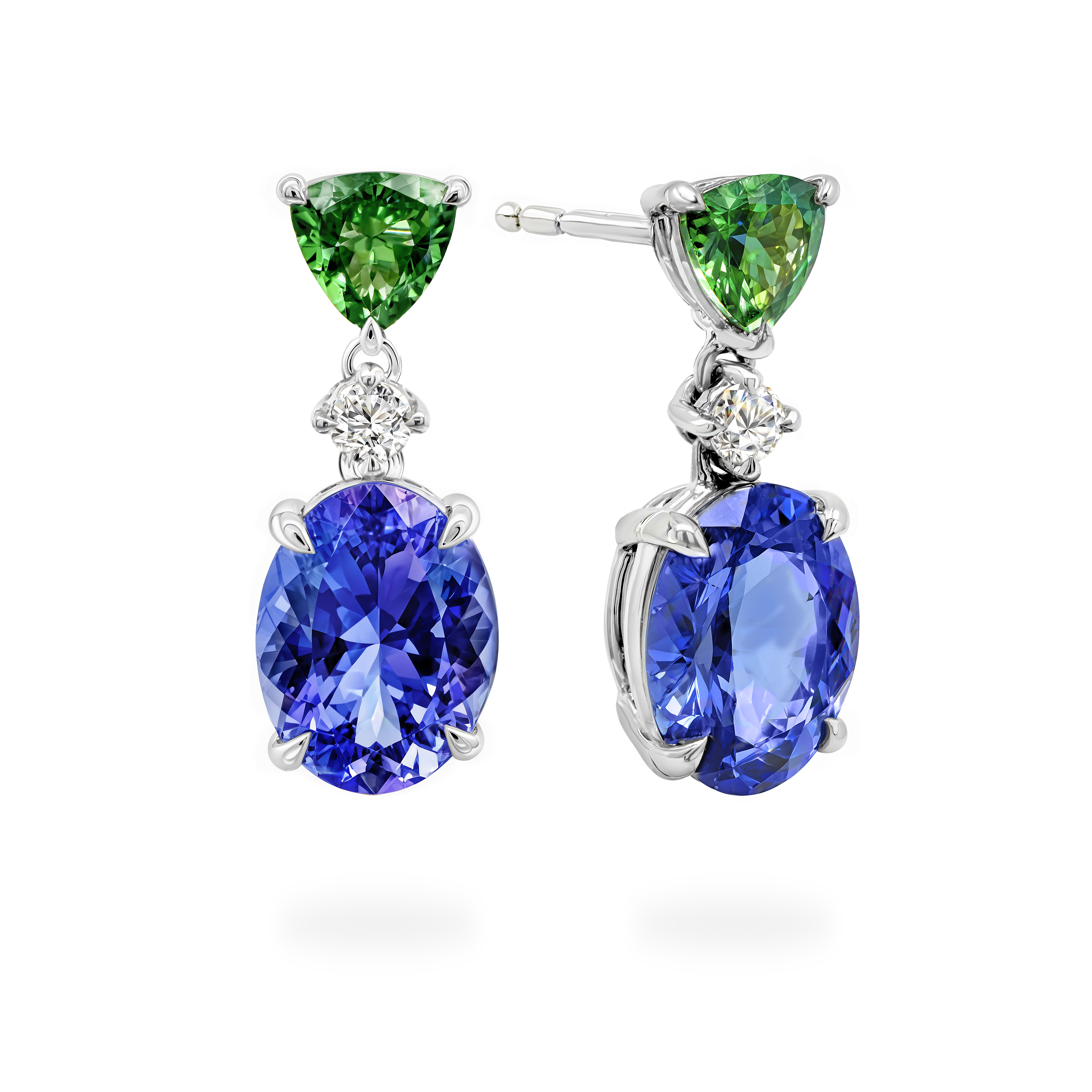 Tanzanite and Tsavorite Drop Earrings