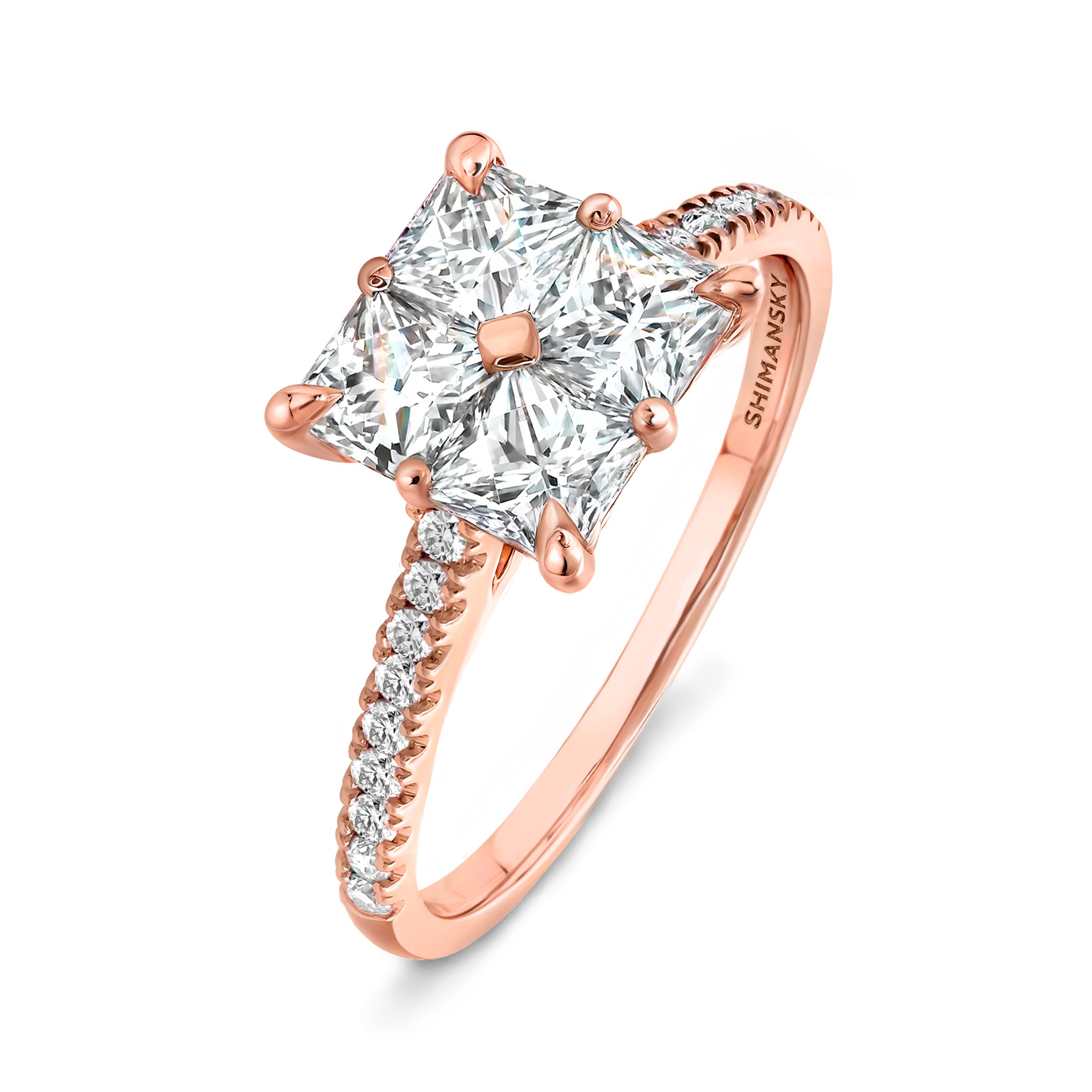 Shimansky 0.8 TCW My Girl Diamond Microset Mosaic Ring 14K Rose Gold 3D View #Metal_Rose Gold