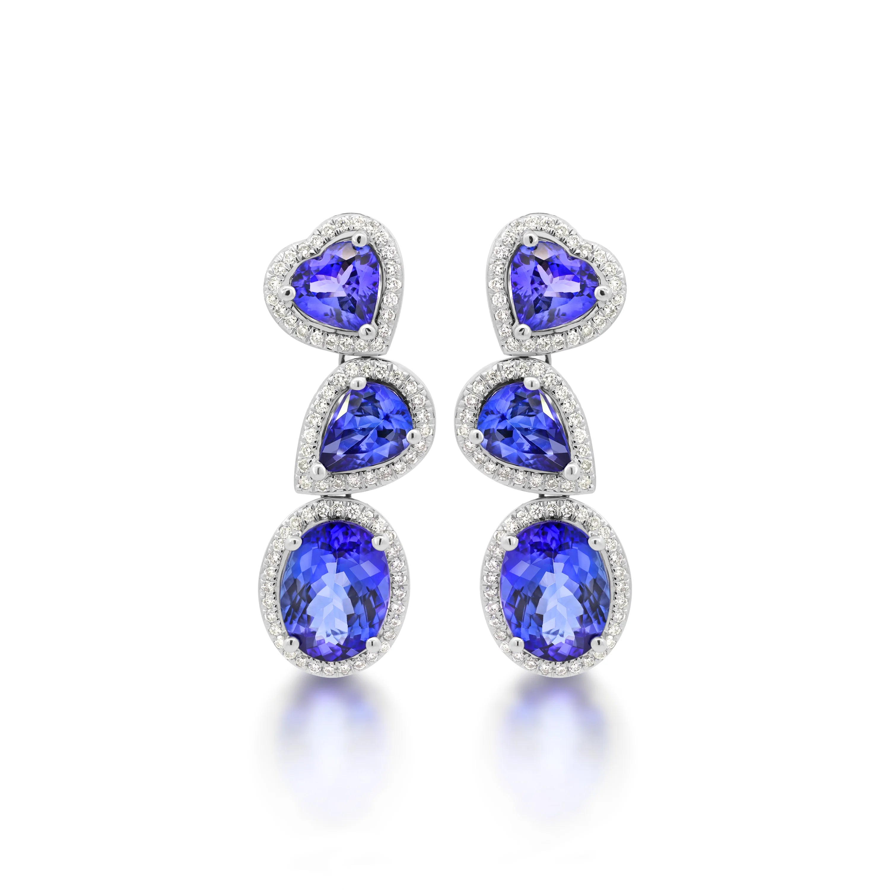 Shimansky 14.9 TCW Tanzanite Dress Earrings in 18K White Gold Front View