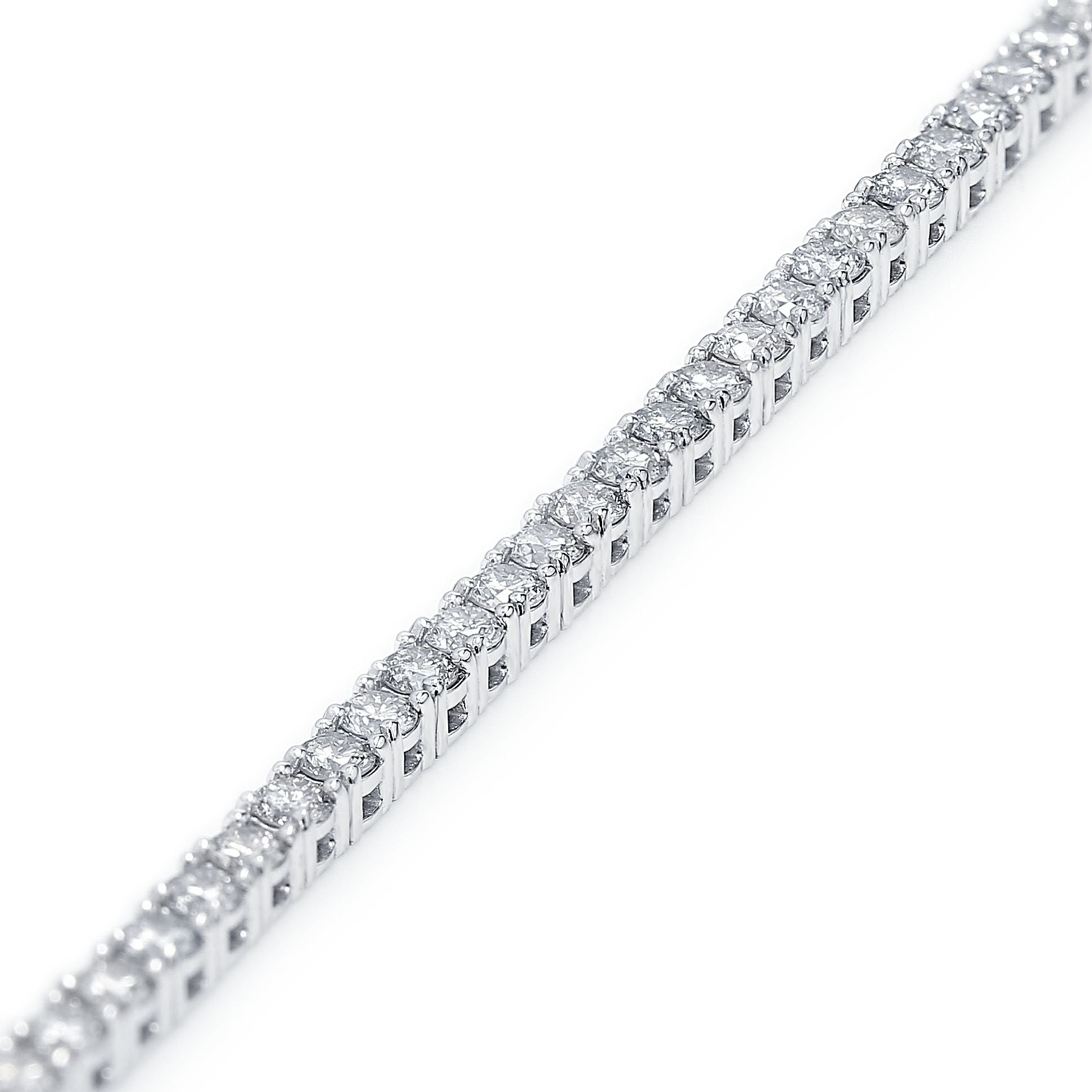 Classic Diamond Tennis Bracelet 2.90 Carat  14K White Gold Front View