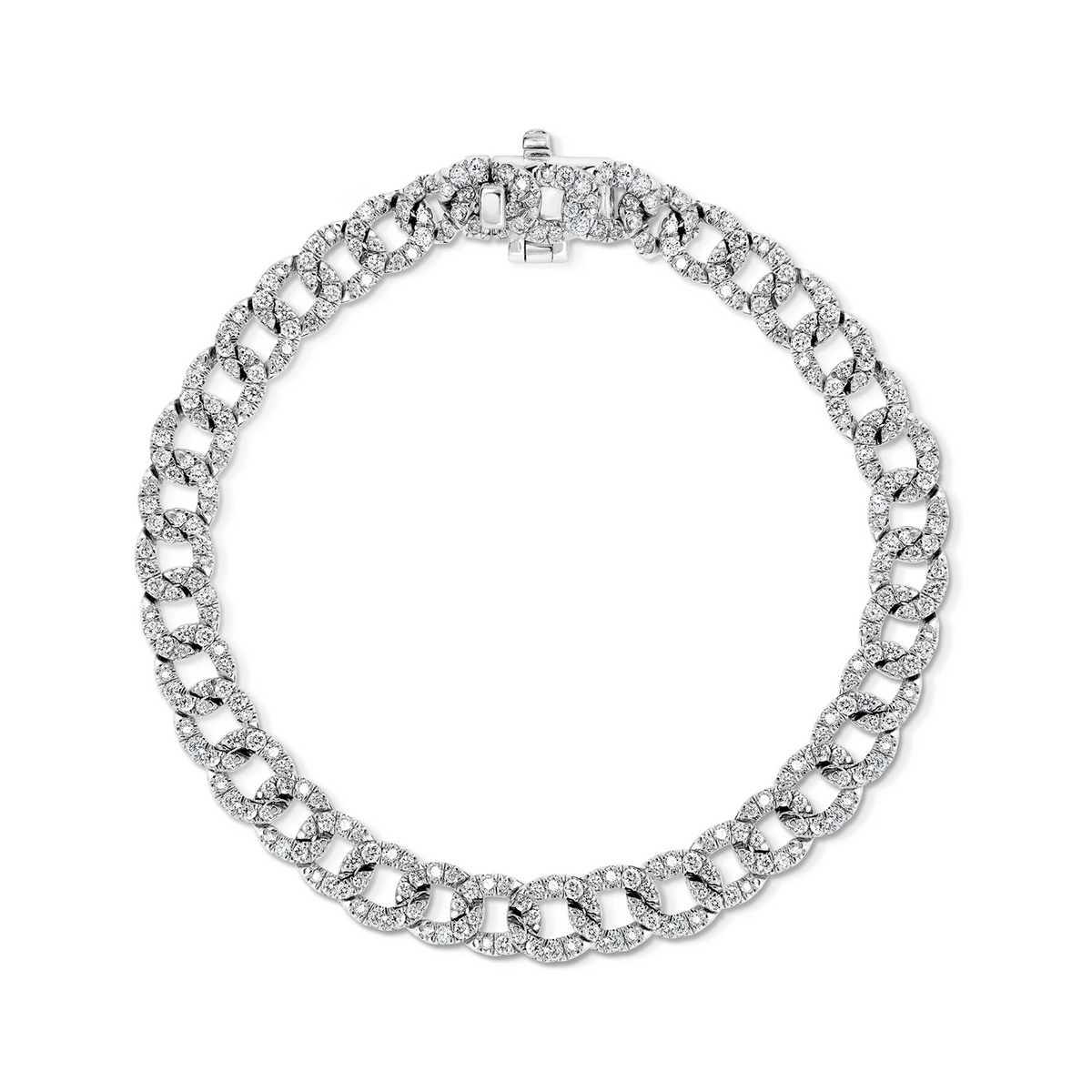 Shimansky 3.8ct Curb Link Diamond Bracelet in 14K White Gold - Top View