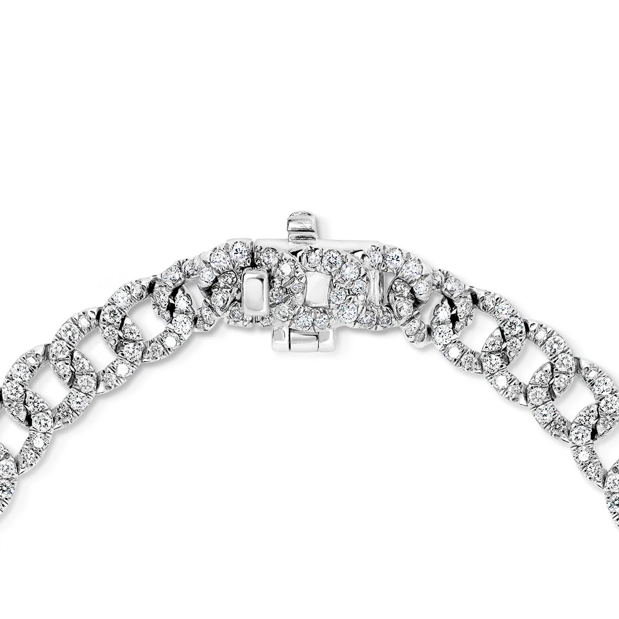 Shimansky 3.8ct Curb Link Diamond Bracelet in 14K White Gold - Clasp View