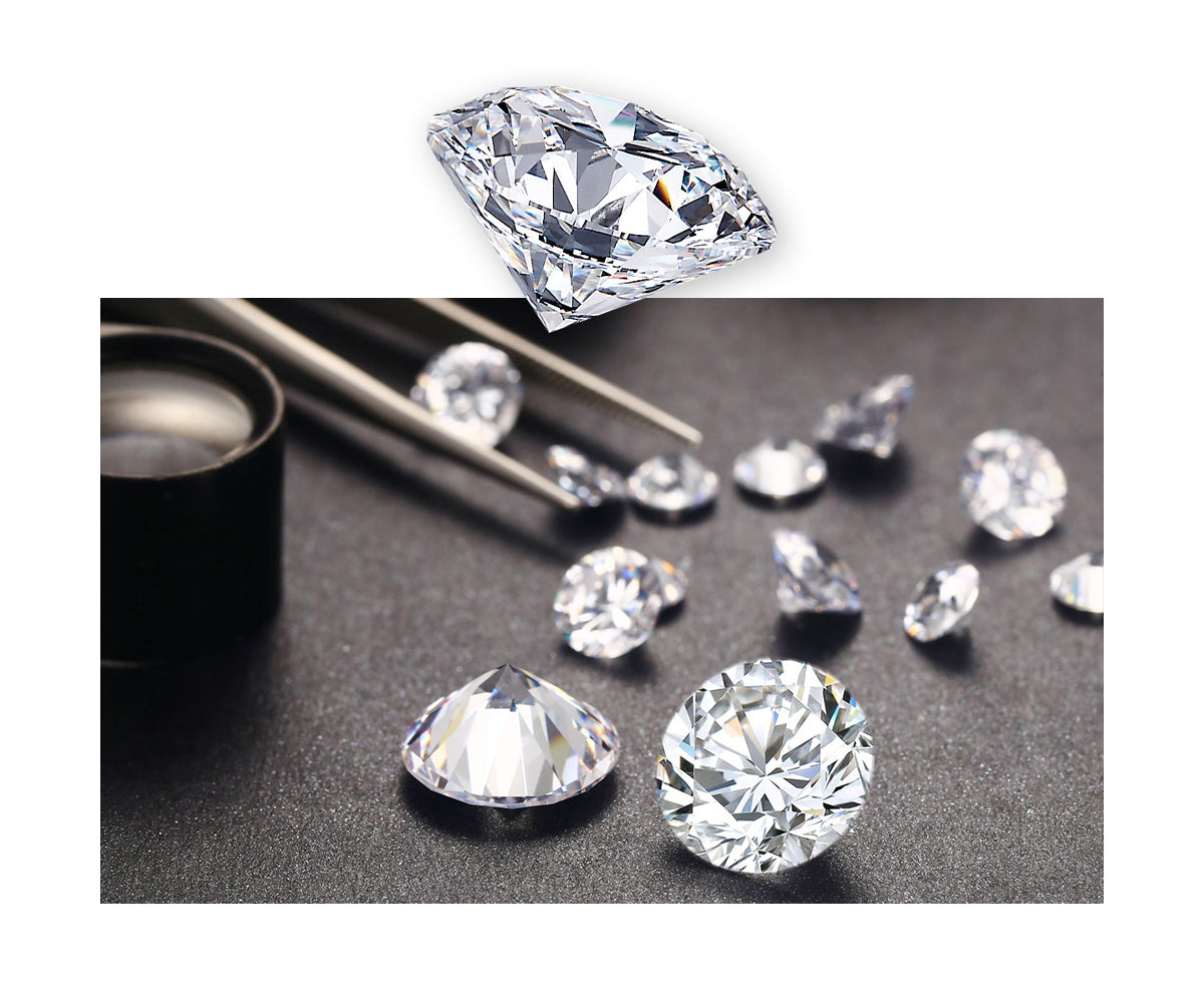 A luxurious arrangement of sparkling diamonds and precision tools elegantly displayed on a polished table.