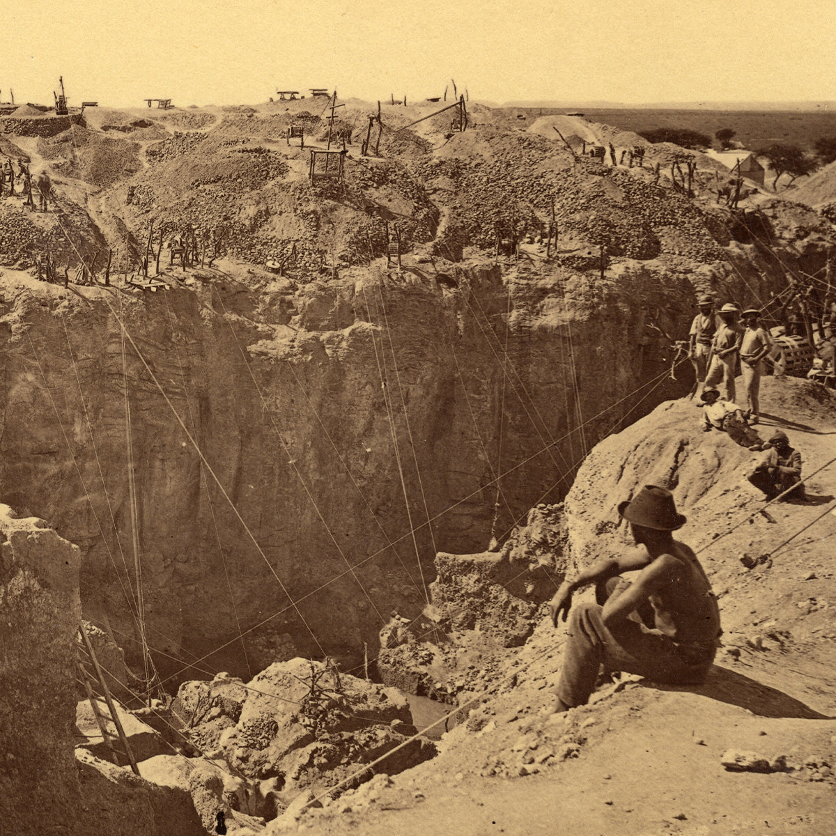 Historical photograph of the Kimberly diamond mine in South Africa