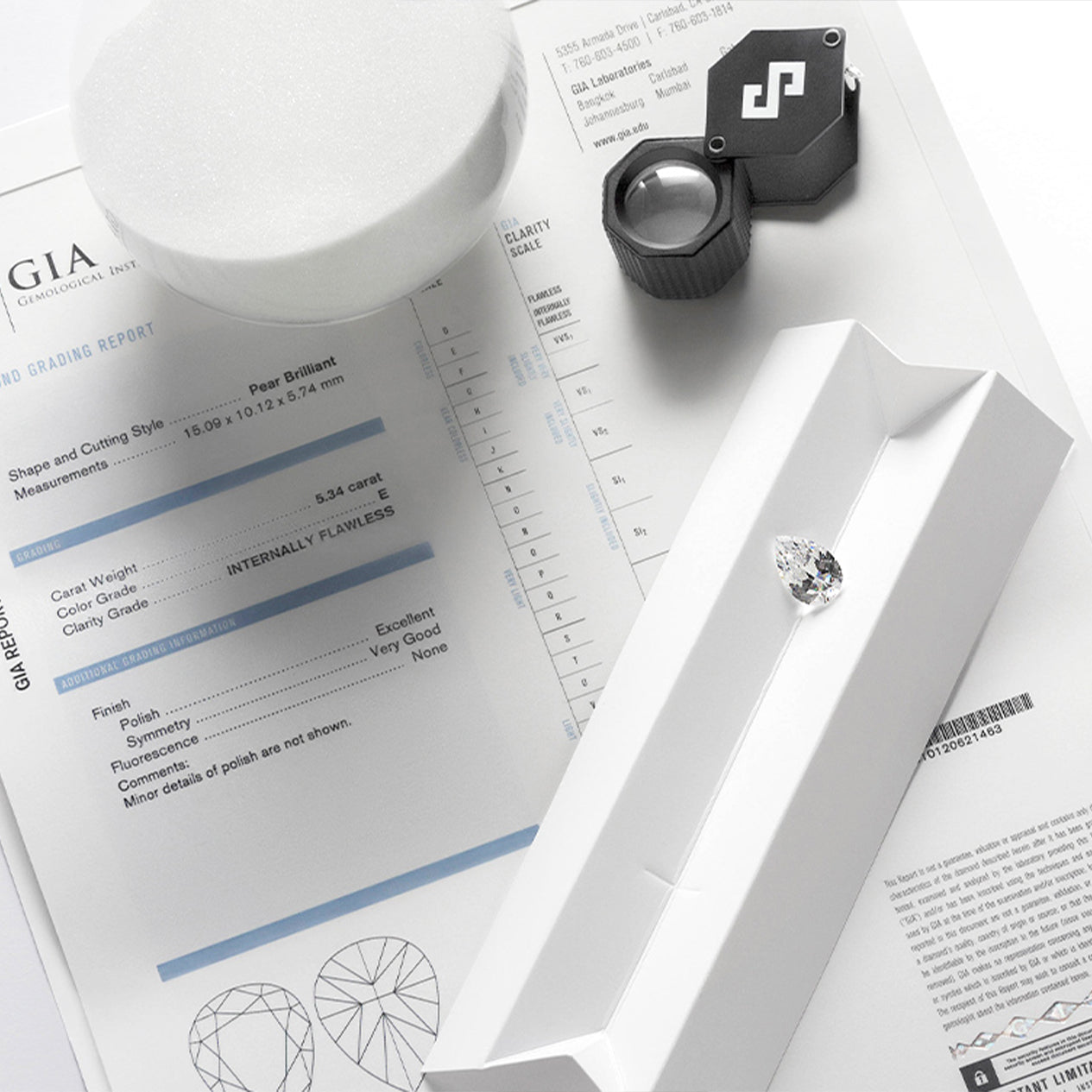 Shimansky Jewellery GIA certificate report with Shimansky diamond inspection kit