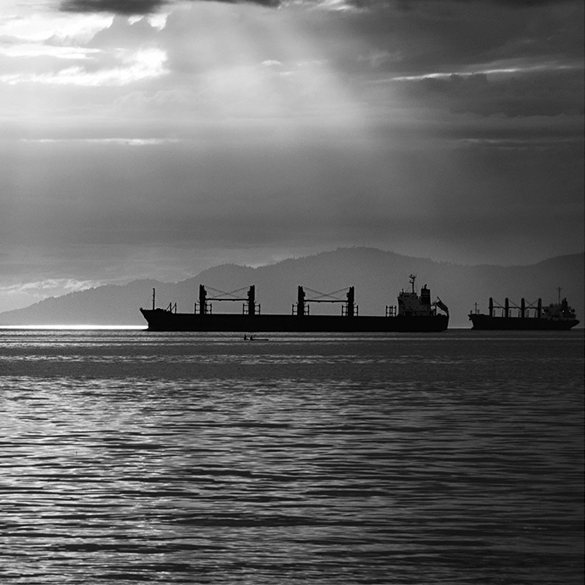 Marine mining vessels traveling across the sea 