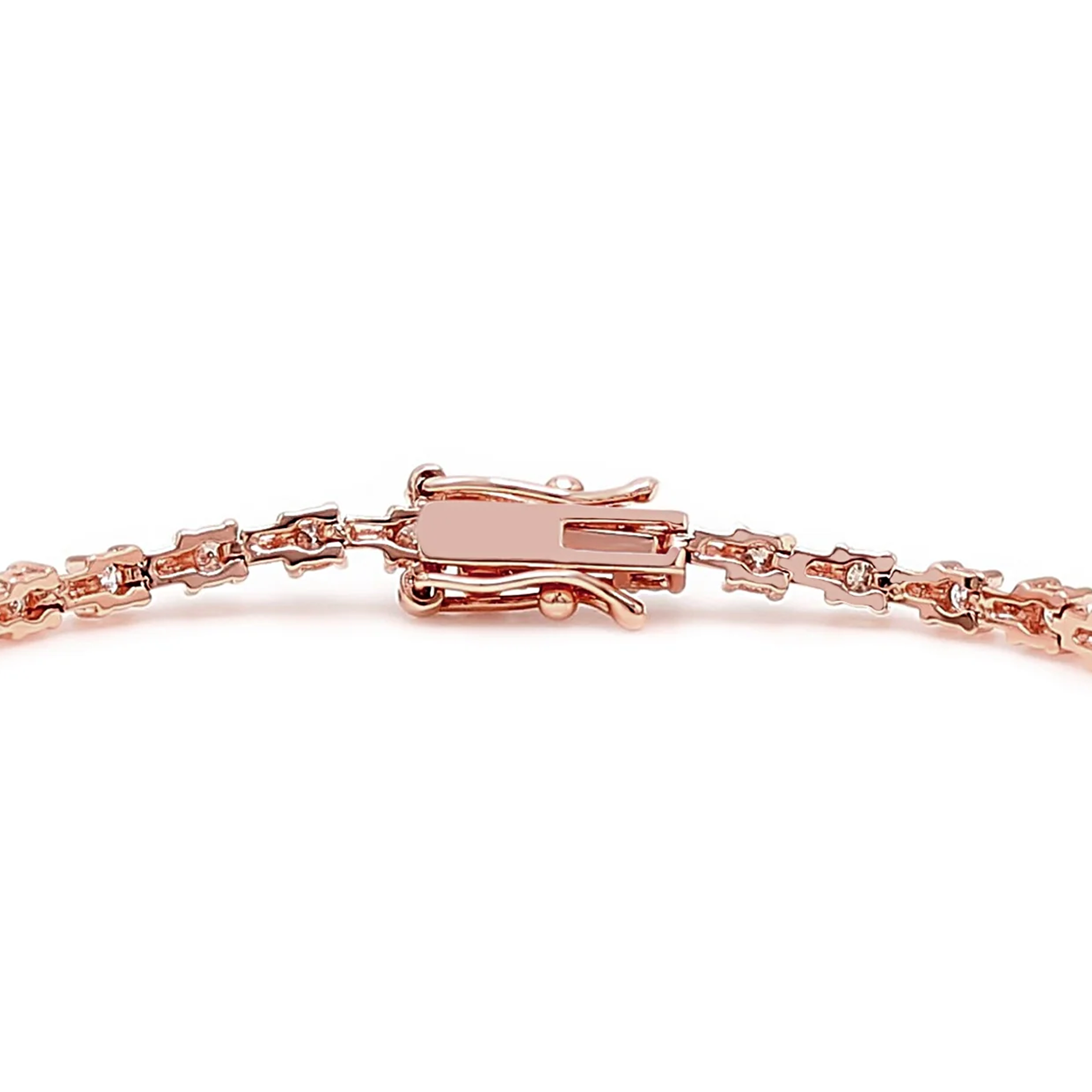 Diamond Station Tennis Bracelet 1.10ct crafted in 14K Rose Gold - Clasp View