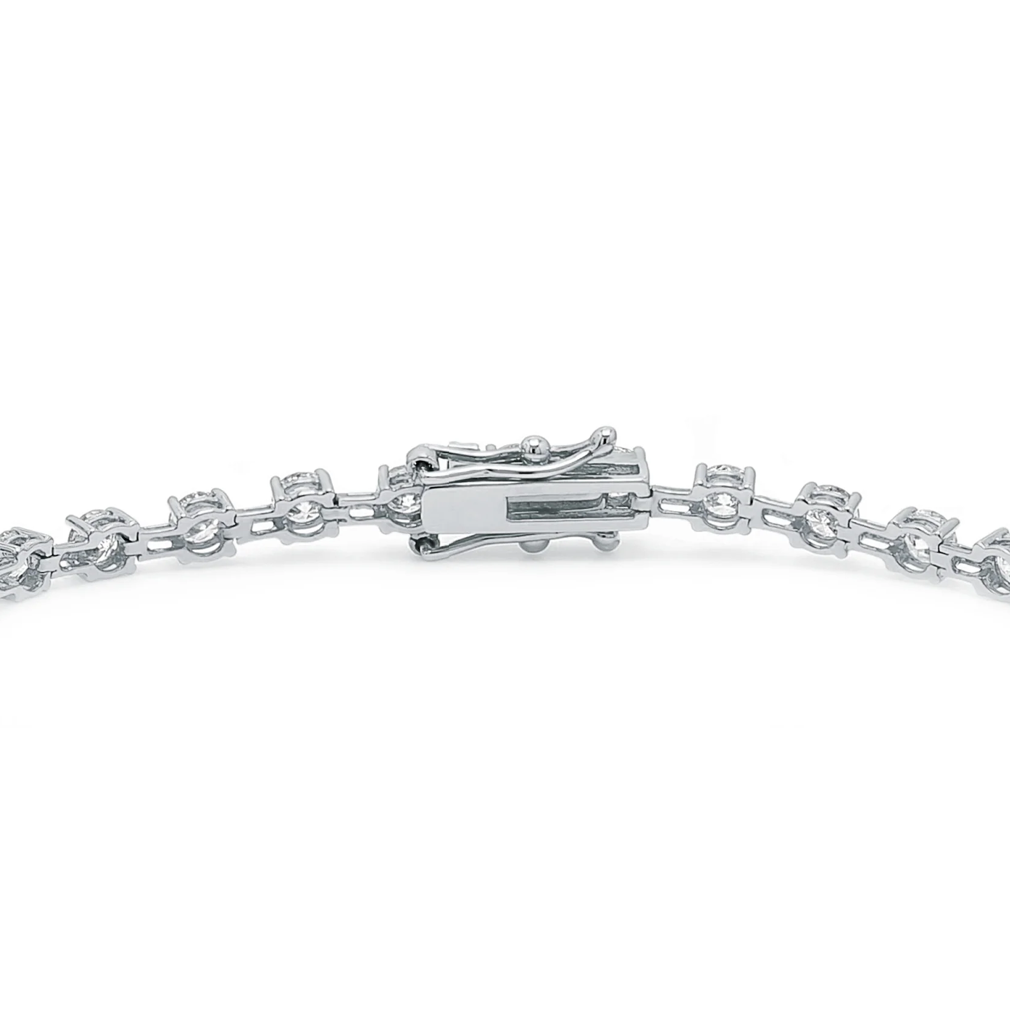 Diamond Station Tennis Bracelet 3.70ct crafted in 14K White Gold - Clasp View