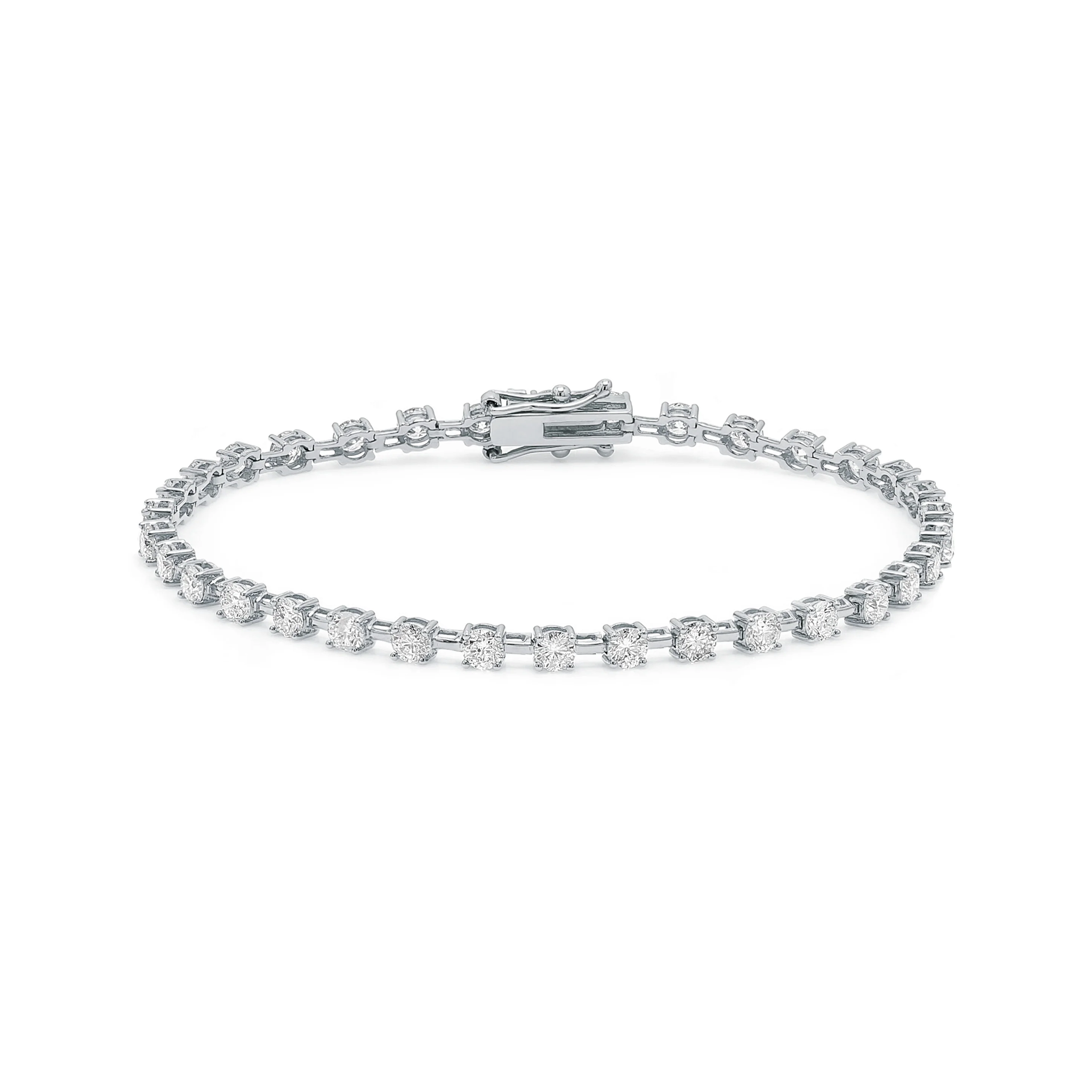 Shimansky 3.6 TCW Diamond Station Tennis Bracelet in 14K White Gold Front View
