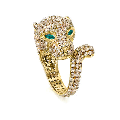 Diamond and Tsavorite Panther Ring